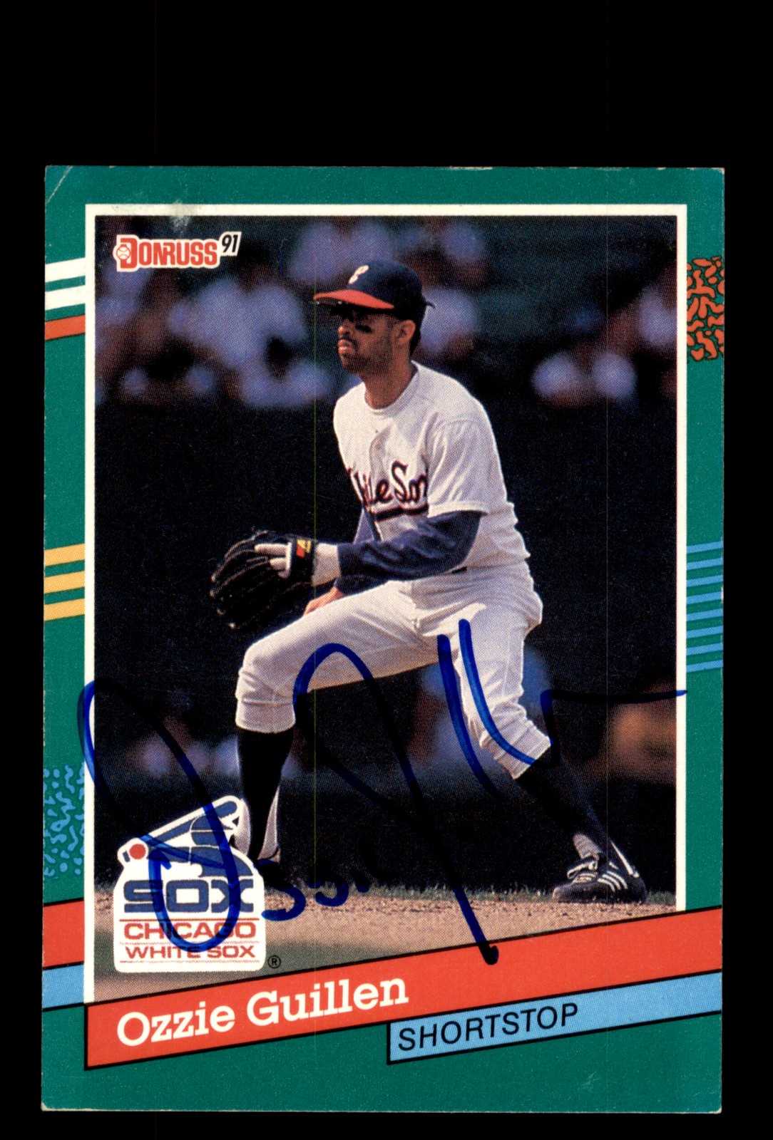 Signed Baseball Card Auto Ozzie Guillen 1991 Donruss #577 Chicago White Sox