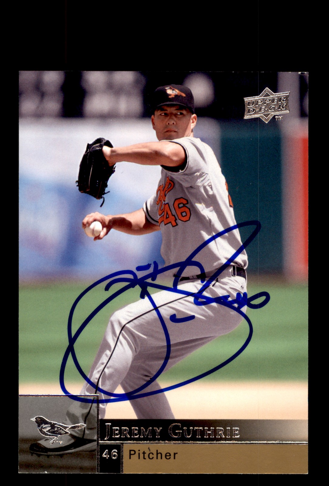 Signed Baseball Card Auto Jeremy Guthrie 2009 Upper Deck #536 Baltimore Orioles