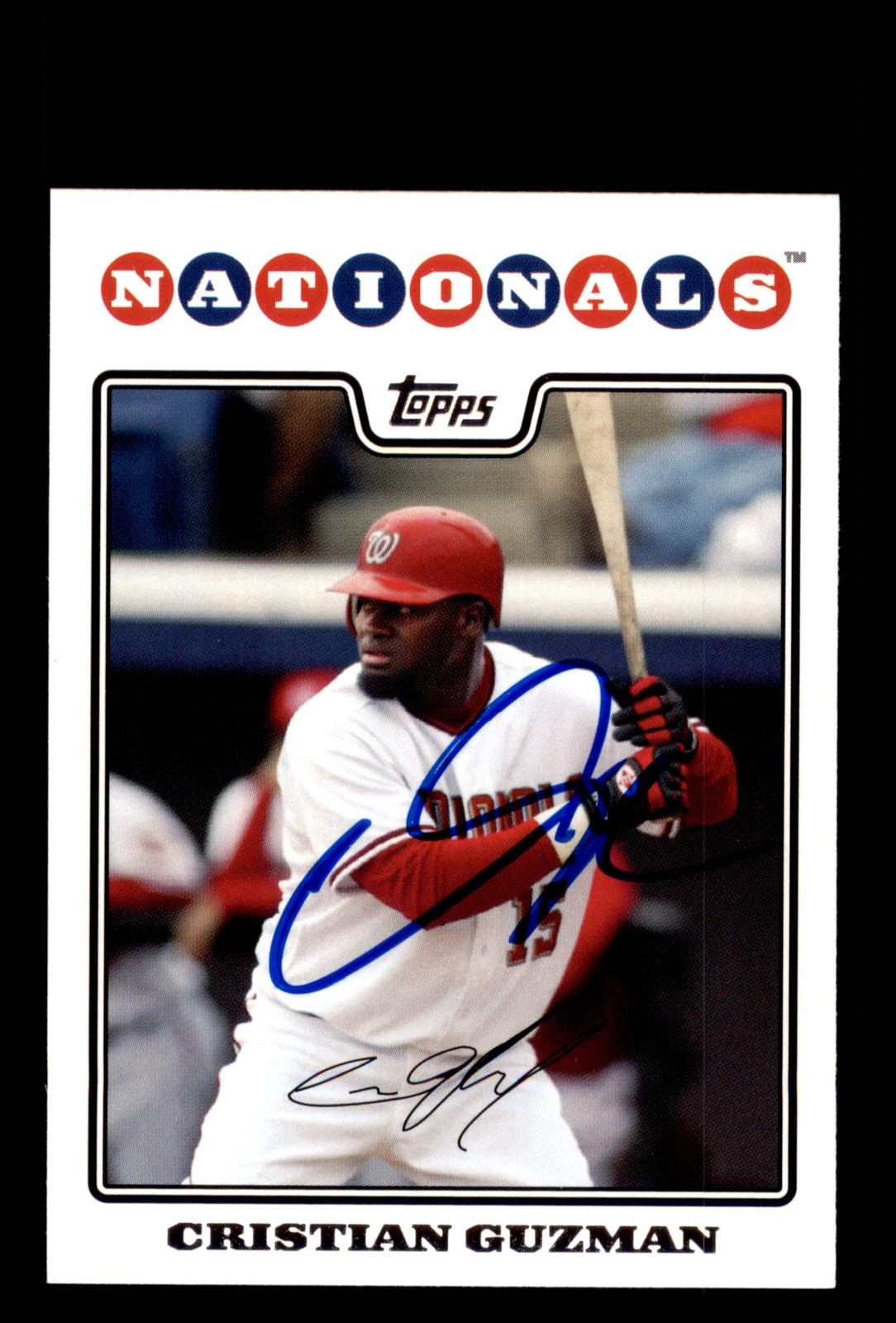 Signed Baseball Card Auto Cristian Guzman 2008 Topps #17 Washington Nationals