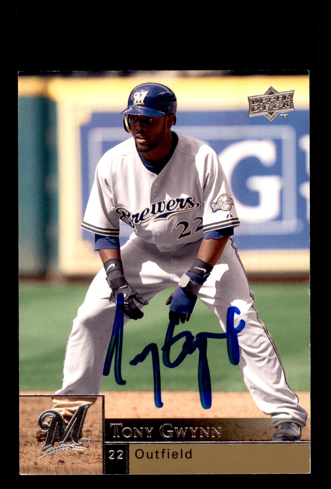 Signed Baseball Card Auto Tony Gwynn 2009 Upper Deck #723 Milwaukee Brewers