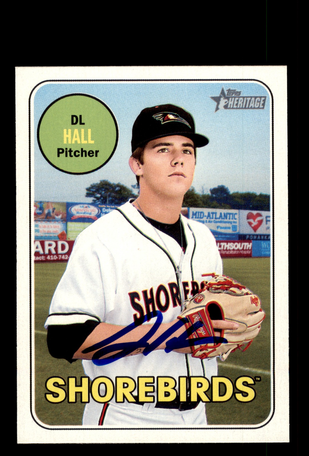 Signed Baseball Card Auto DL Hall 2018 Topps Heritage Minor #2