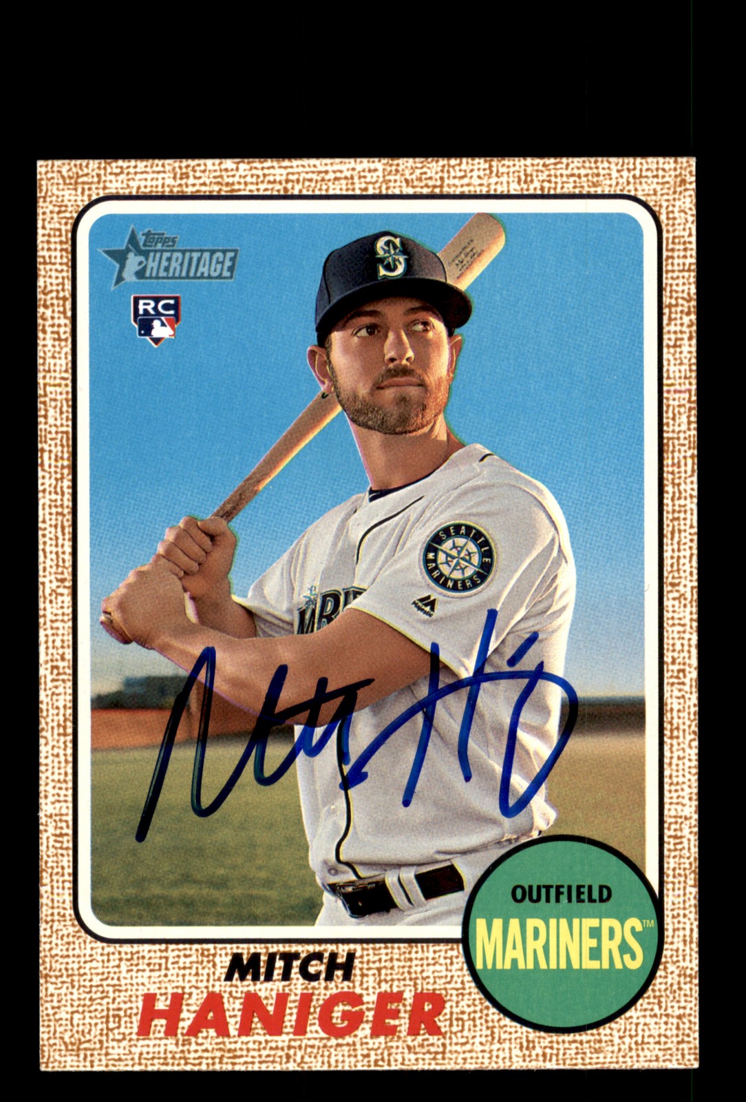 Signed Baseball Card Auto Mitch Haniger 2017 Topps Heritage #676 Mariners
