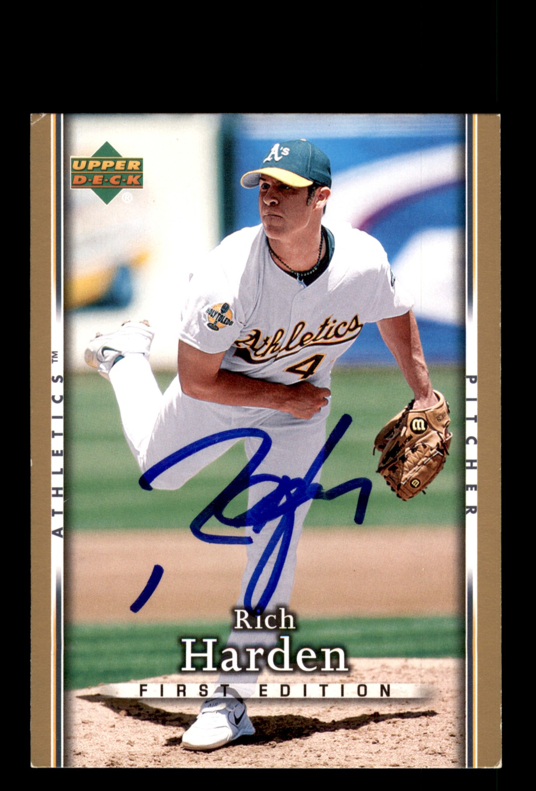 Signed Baseball Card Auto Rich Harden 2007 Upper Deck First Edition #132 A's