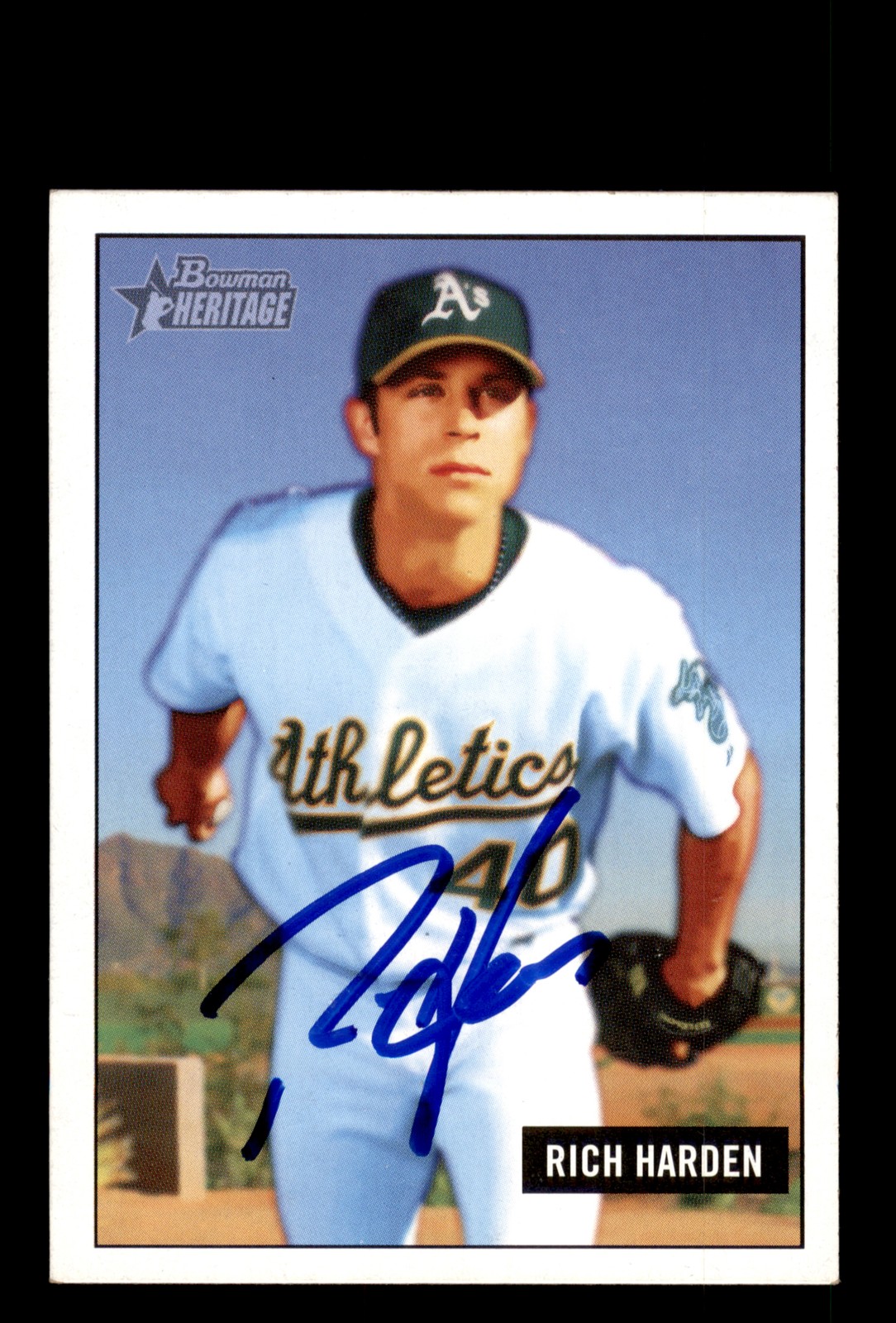 Signed Baseball Card Auto Rich Harden 2005 Bowman Heritage #33 Oakland Athletics