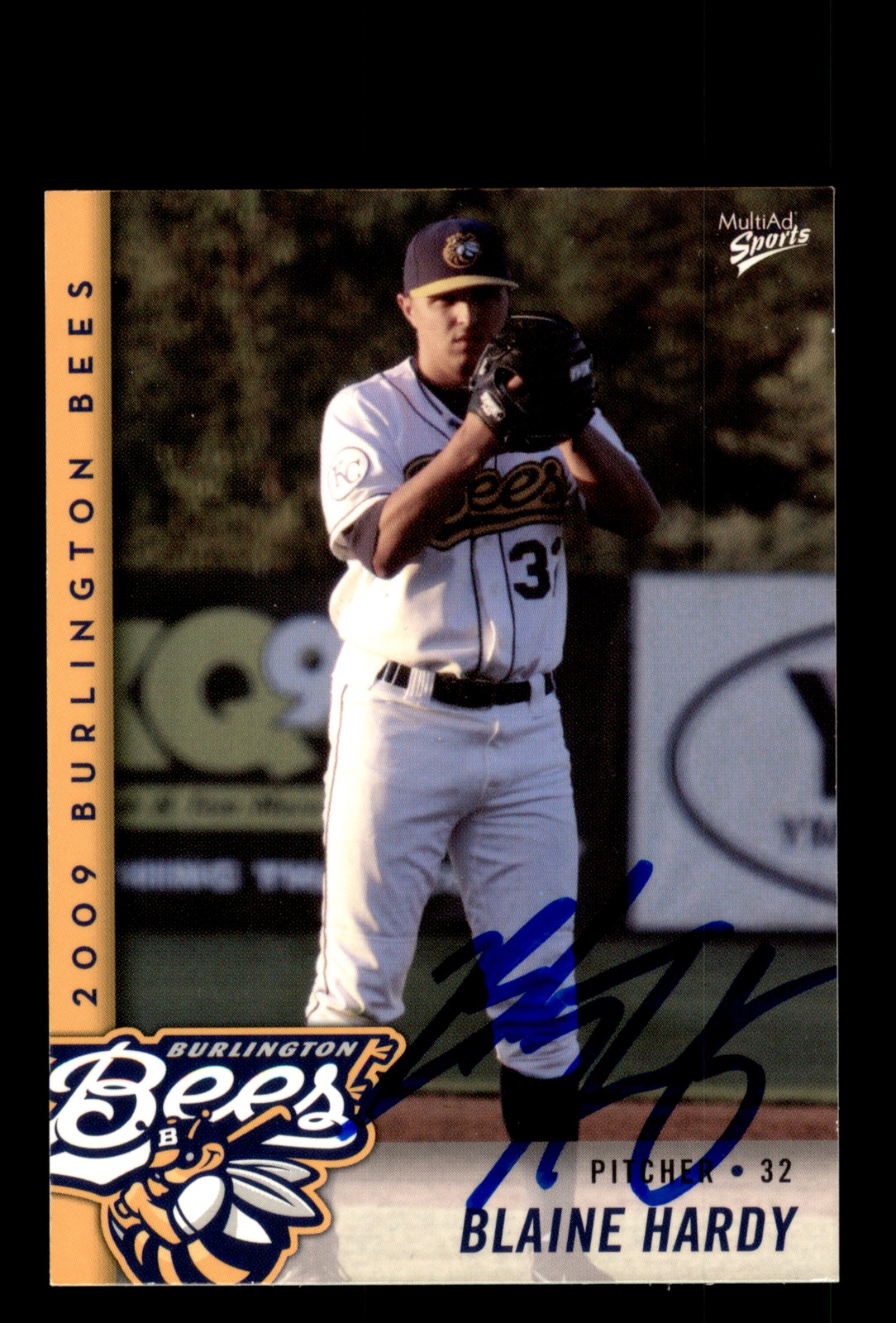 Signed Baseball Card Auto Blaine Hardy 2009 MultiAd Burlington Bees