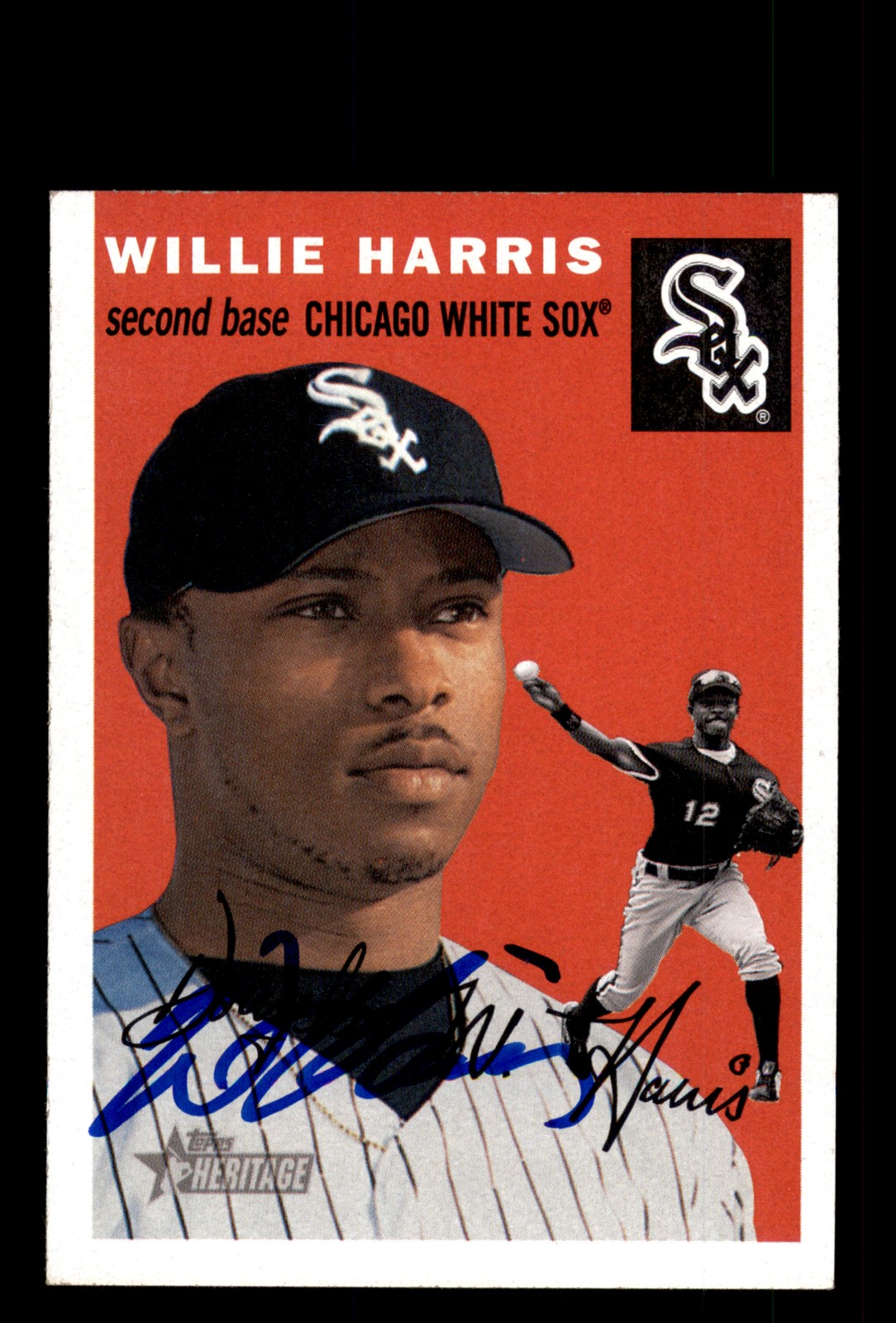 Signed Baseball Card Auto Willie Harris 2003 Topps Heritage #348 White Sox