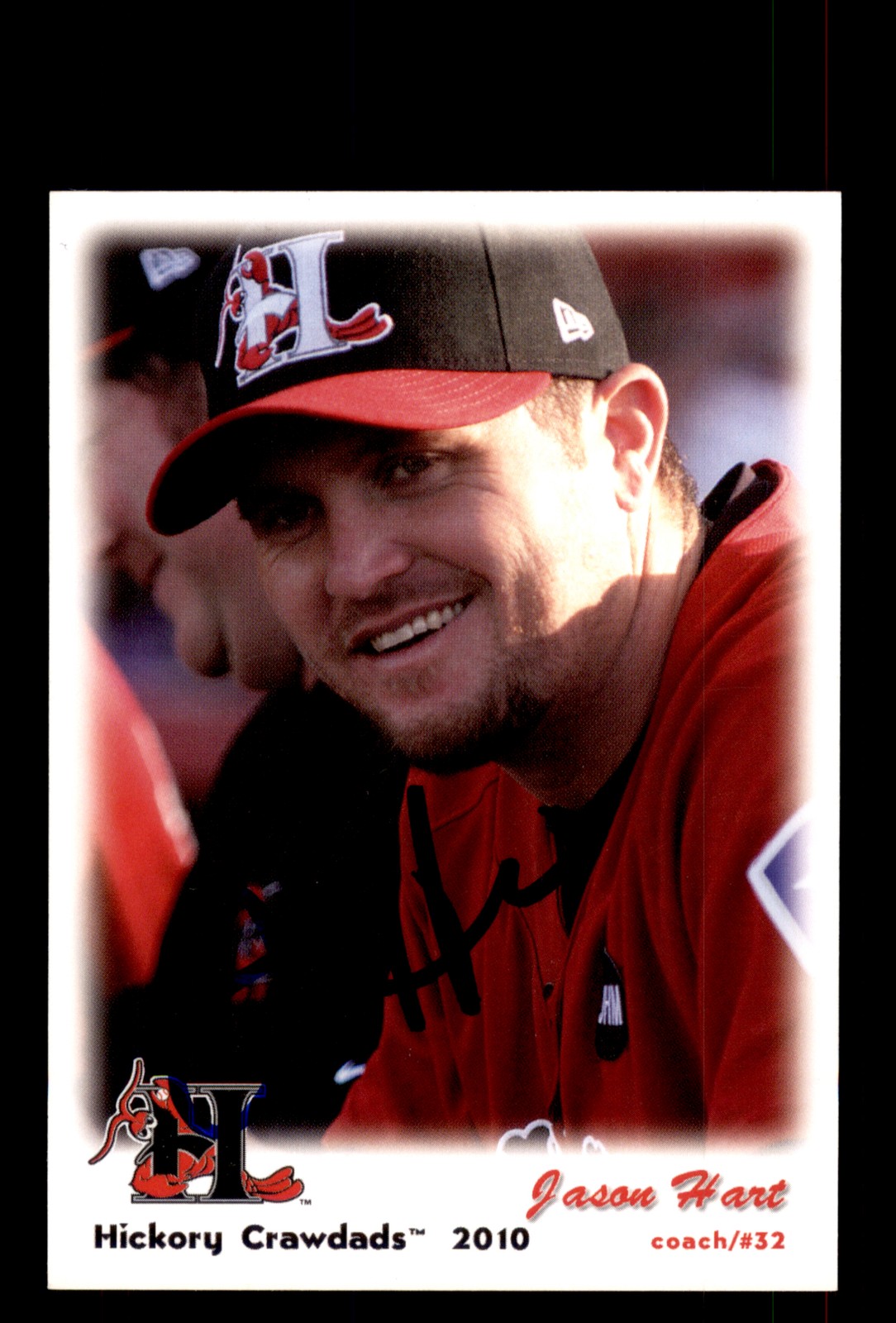 Signed Baseball Card Auto Jason Hart 2010 Grandstand Hickory Crawdads