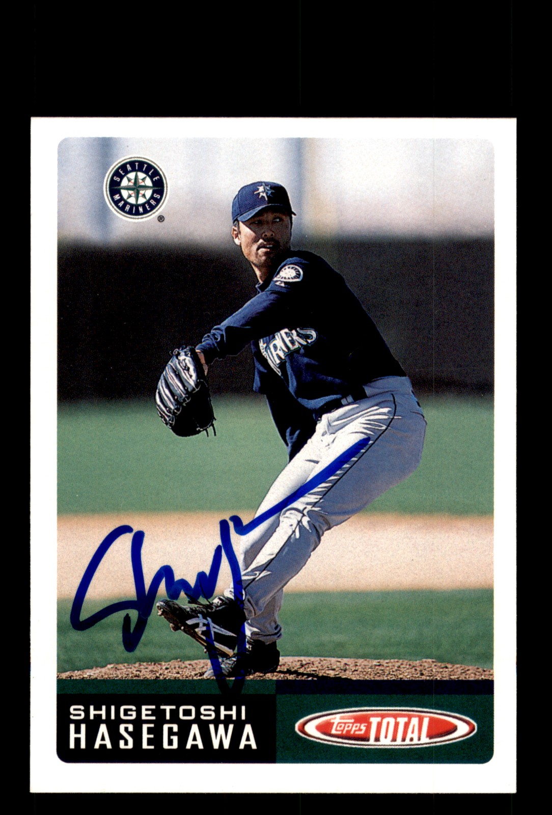 Signed Baseball Card Auto Shigetoshi Hasegawa 2002 Topps Total #264 Mariners
