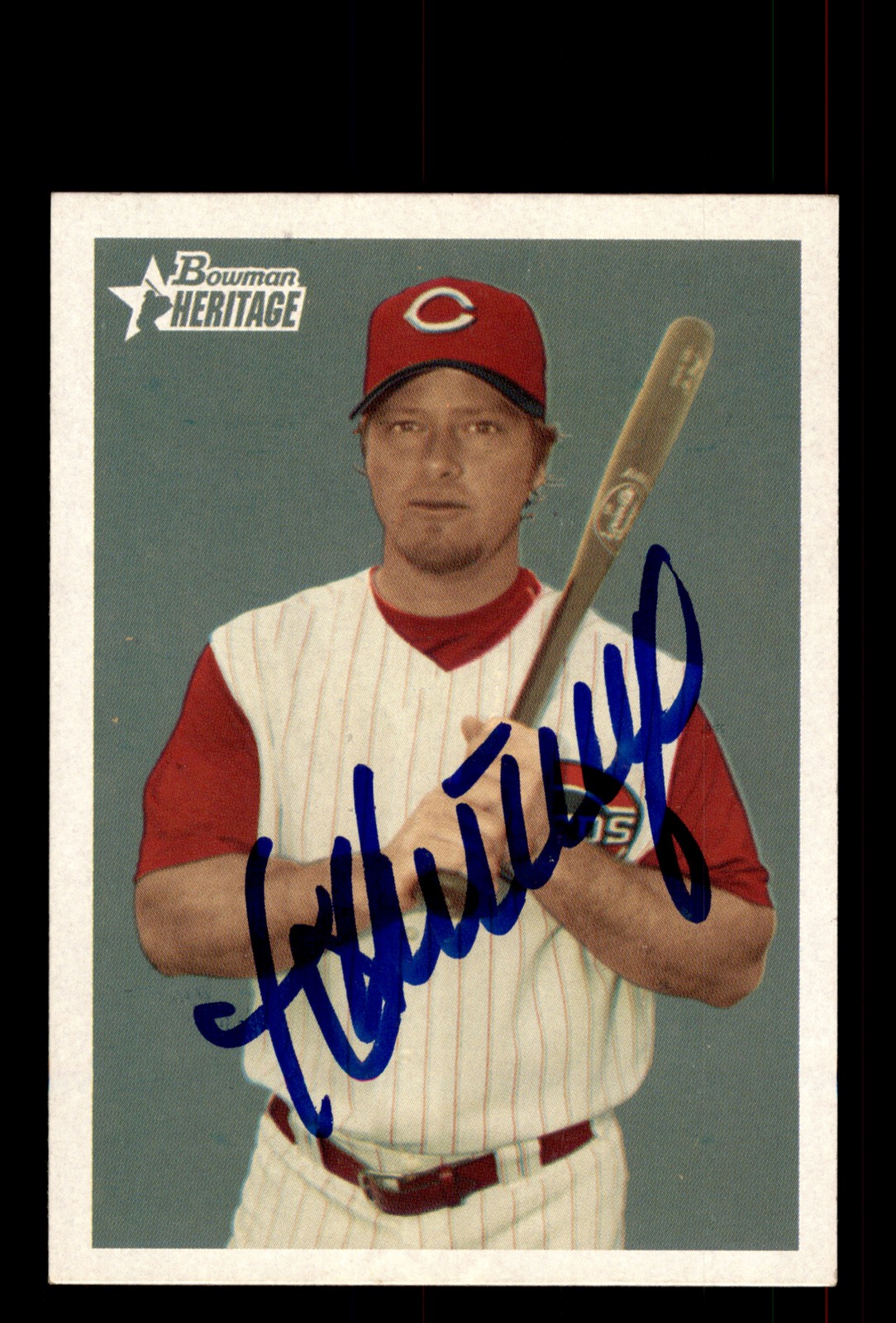 Signed Baseball Card Auto Scott Hatteberg 2006 Bowman Heritage #152 Reds