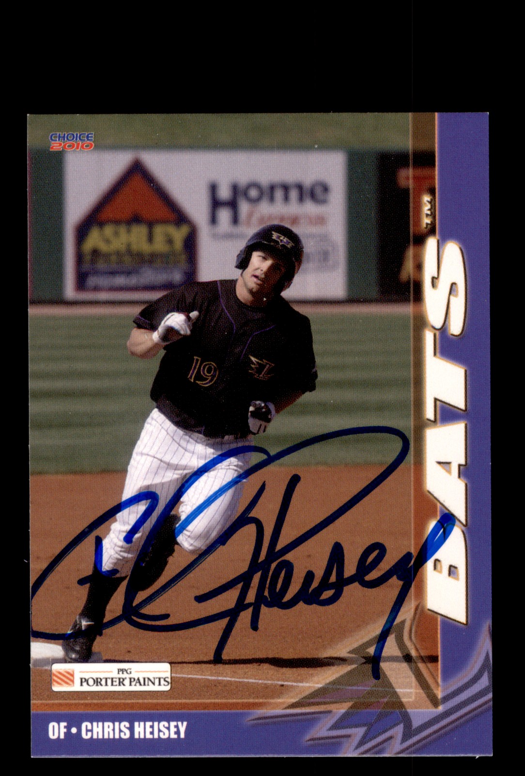 Signed Baseball Card Auto Chris Heisey 2010 Choice Louisville Bats