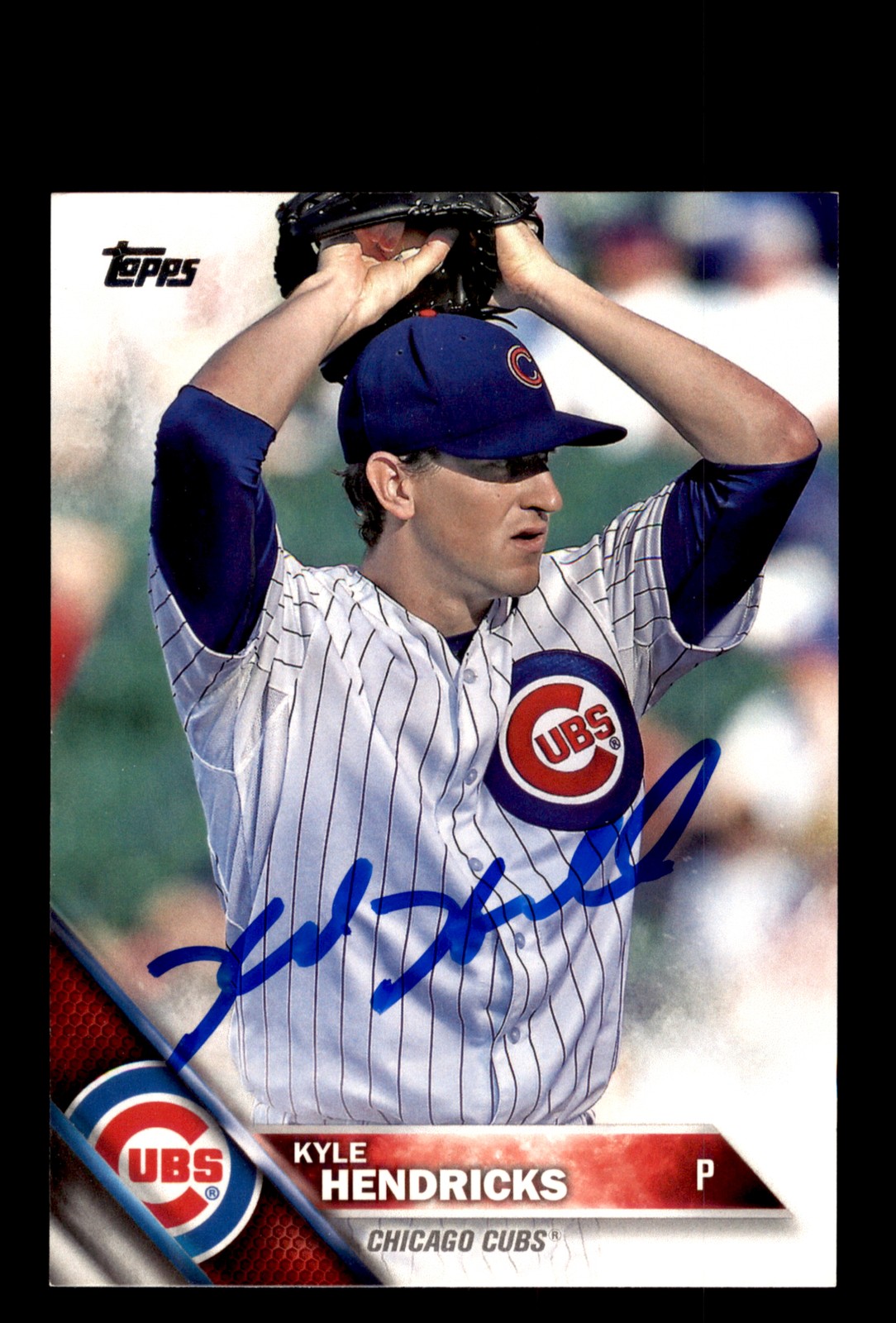 Signed Baseball Card Auto Kyle Hendricks 2016 Topps #314 Chicago Cubs