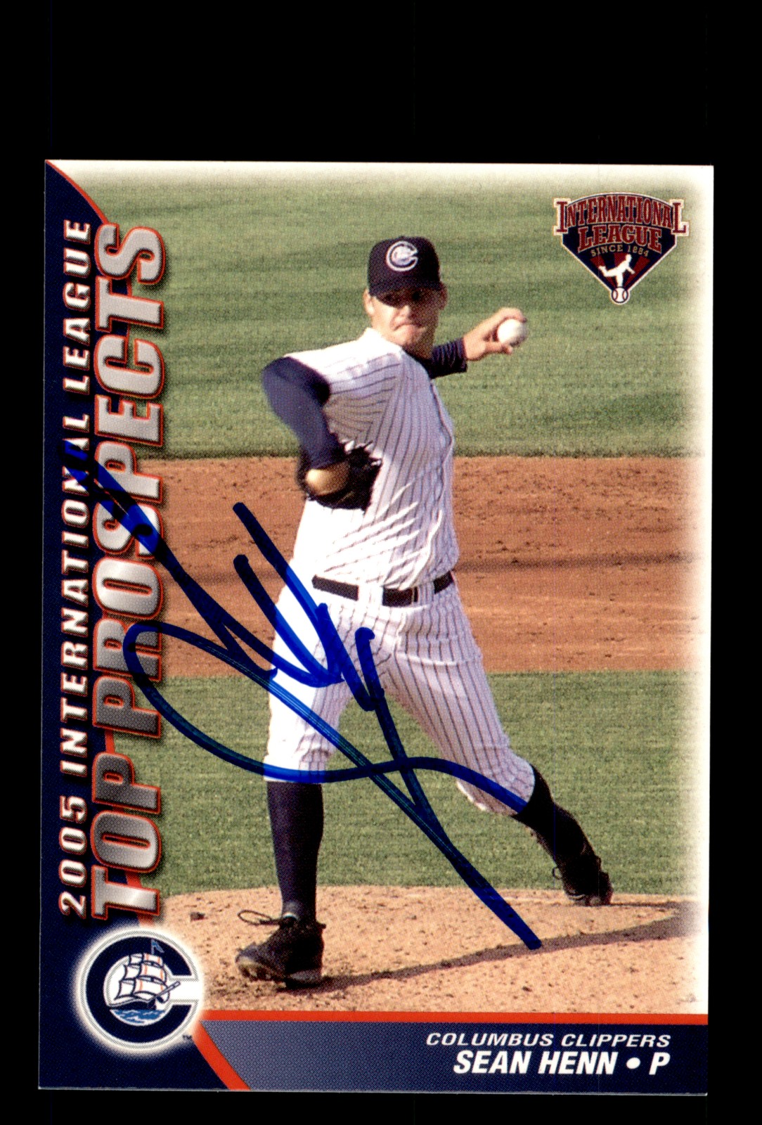 Signed Baseball Card Auto Sean Henn 2005 International League Top Prospects