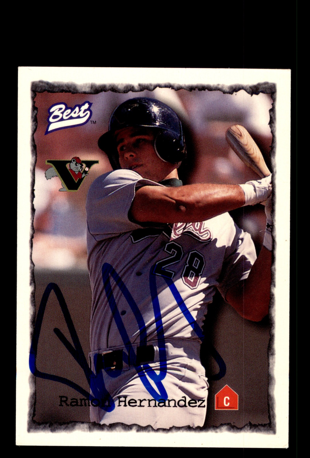 Signed Baseball Card Auto Ramon Hernandez 1997 Best #82 Visalia Oaks