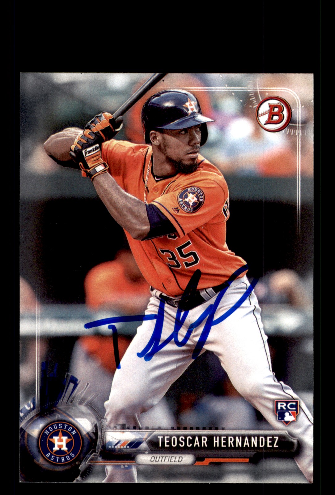 Signed Baseball Card Auto Teoscar Hernandez 2017 Bowman #26 Houston Astros