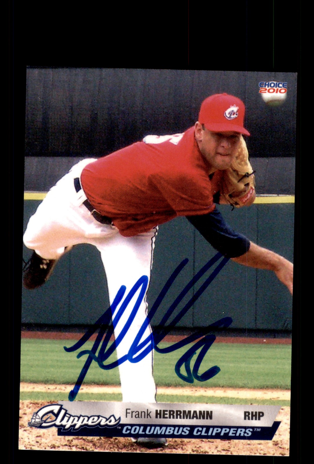 Signed Baseball Card Auto Frank Herrmann 2010 Choice Columbus Clippers