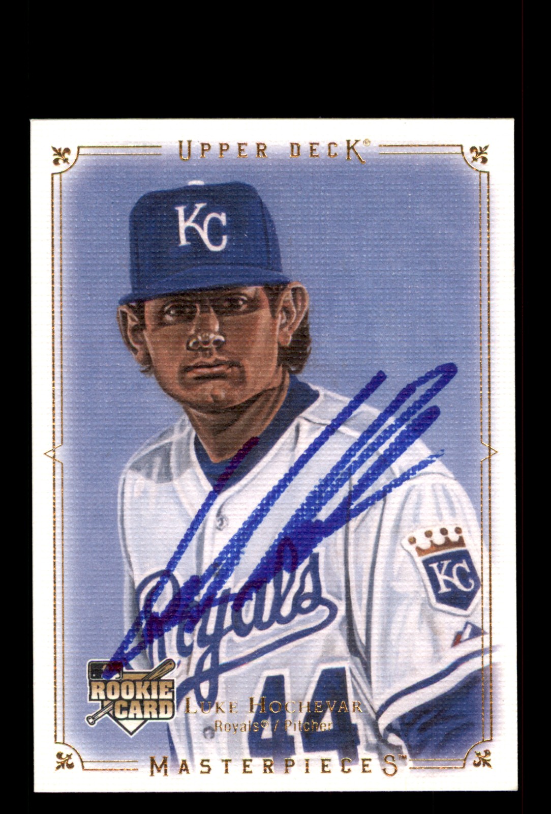 Signed Baseball Card Auto Luke Hochevar 2008 Upper Deck Masterpieces #74 Royals