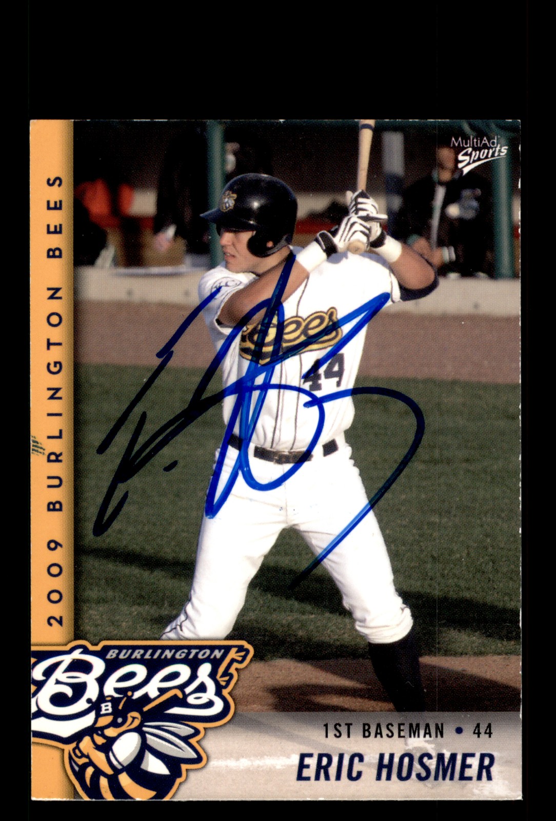 Signed Baseball Card Auto Eric Hosmer 2009 MultiAd Burlington Bees