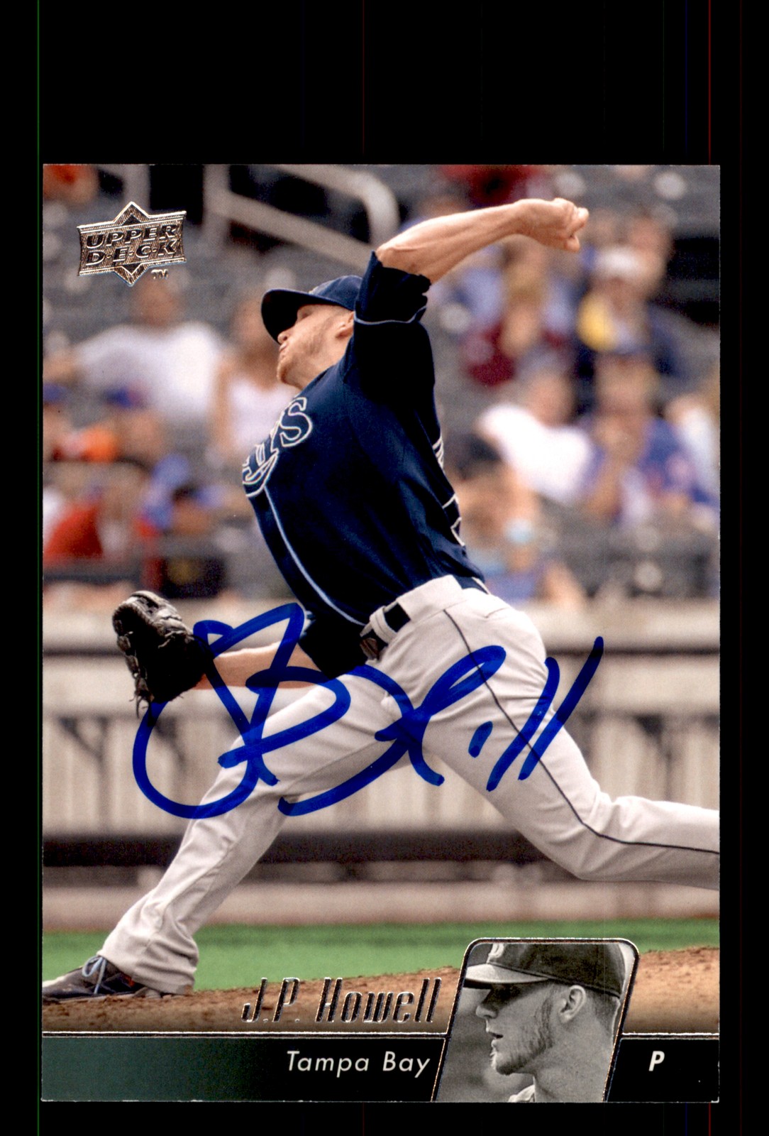 Signed Baseball Card Auto J.P. Howell 2010 Upper Deck #489 Tampa Bay Rays