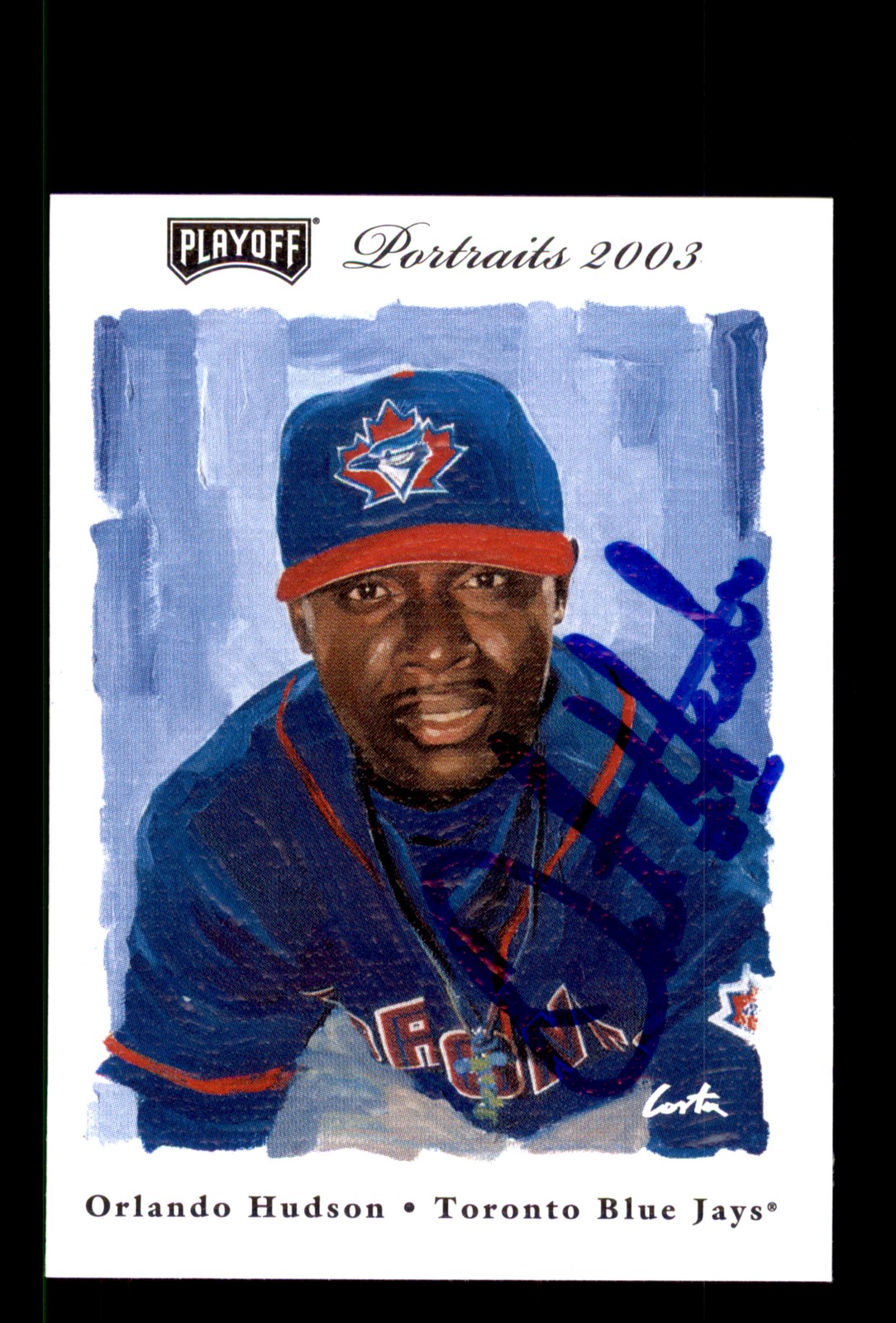 Signed Baseball Card Auto Orlando Hudson 2003 Playoff Portraits #117 Blue Jays
