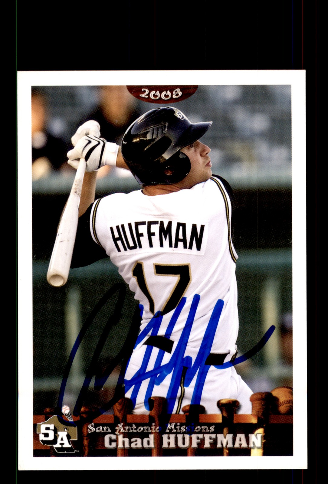 Signed Baseball Card Auto Chad Huffman 2008 Grandstand San Antonio Missions