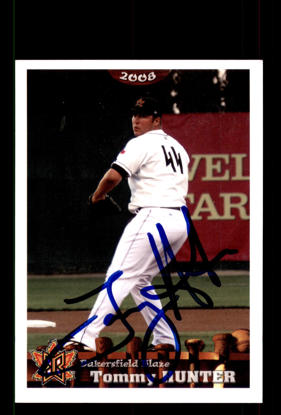 Signed Baseball Card Auto Tommy Hunter 2008 Grandstand Bakersfield Blaze