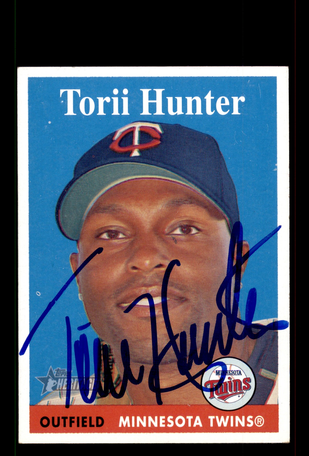 Signed Baseball Card Auto Torii Hunter 2007 Topps Heritage #404 Minnesota Twins