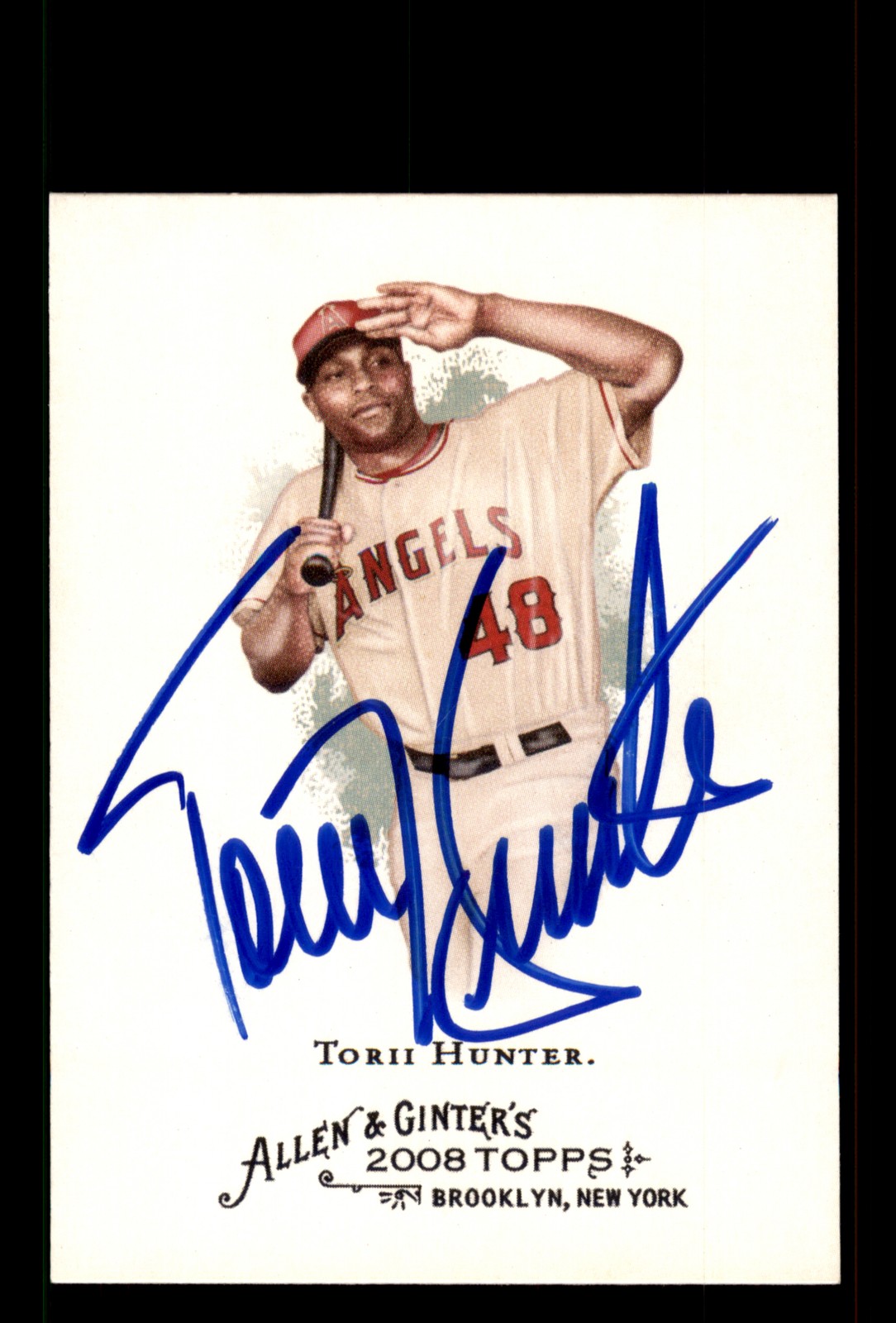 Signed Baseball Card Auto Torii Hunter 2008 Topps Allen & Ginter #294 Angels