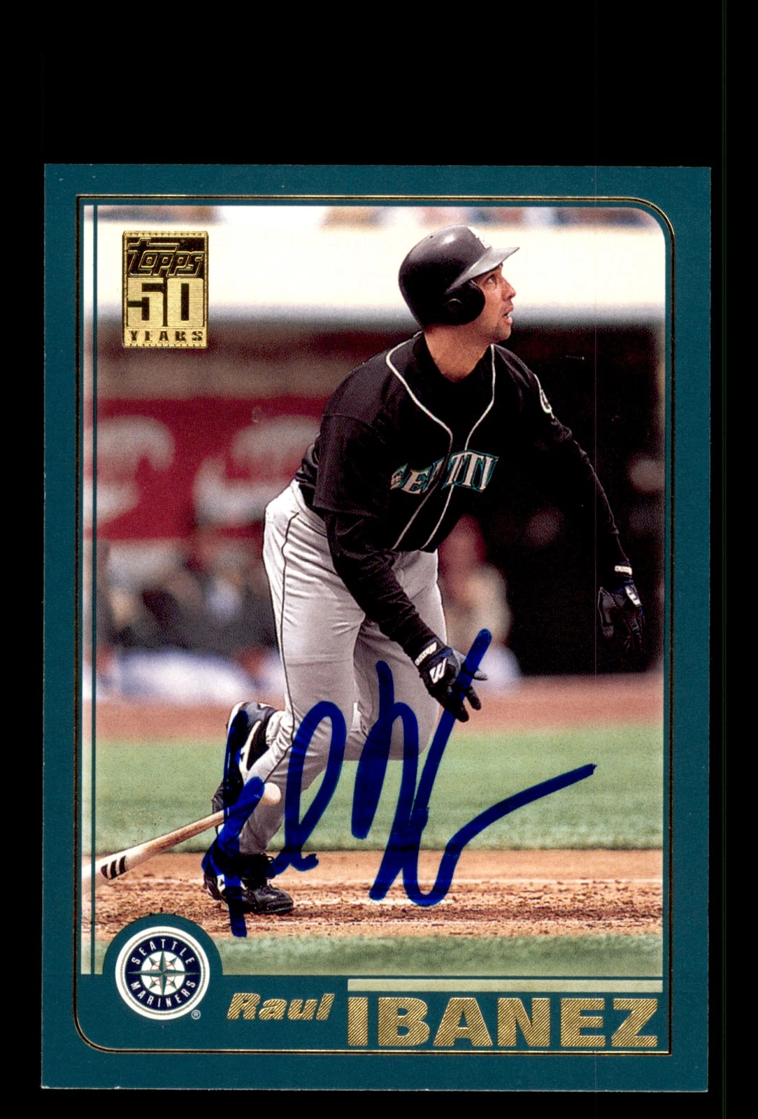 Signed Baseball Card Auto Raul Ibanez 2001 Topps #219 Seattle Mariners