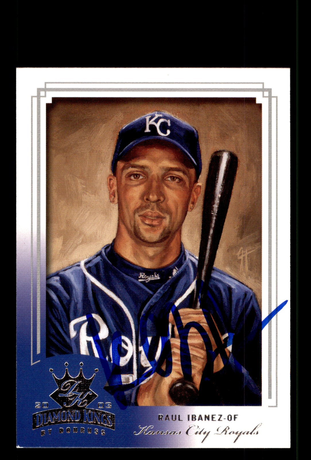 Signed Baseball Card Auto Raul Ibanez 2003 Donruss Diamond Kings #32 Royals