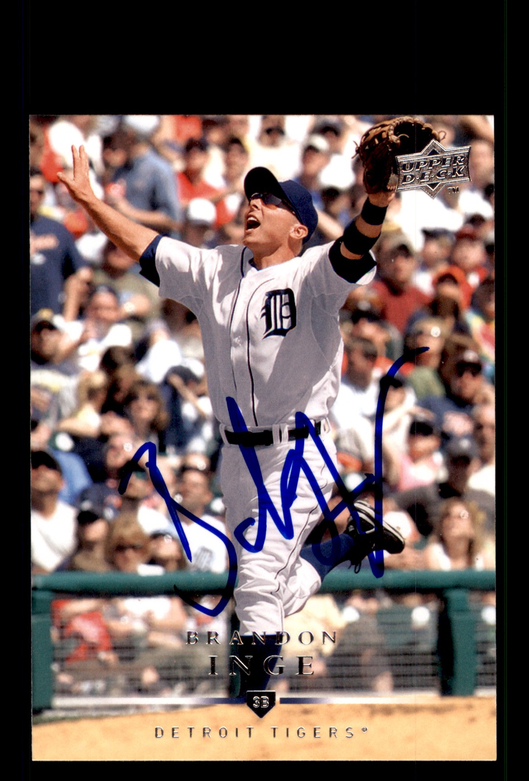 Signed Baseball Card Auto Brandon Inge 2008 Upper Deck #266 Detroit Tigers