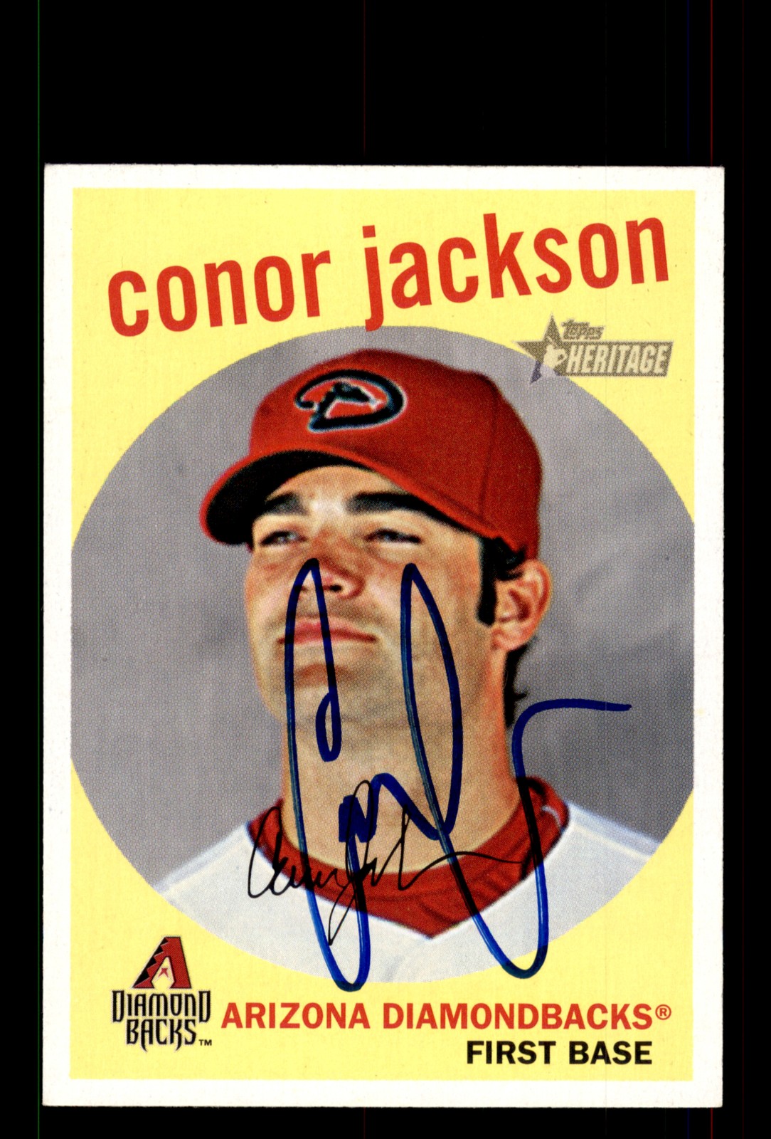 Signed Baseball Card Auto Conor Jackson 2008 Topps Heritage #89 Diamondbacks