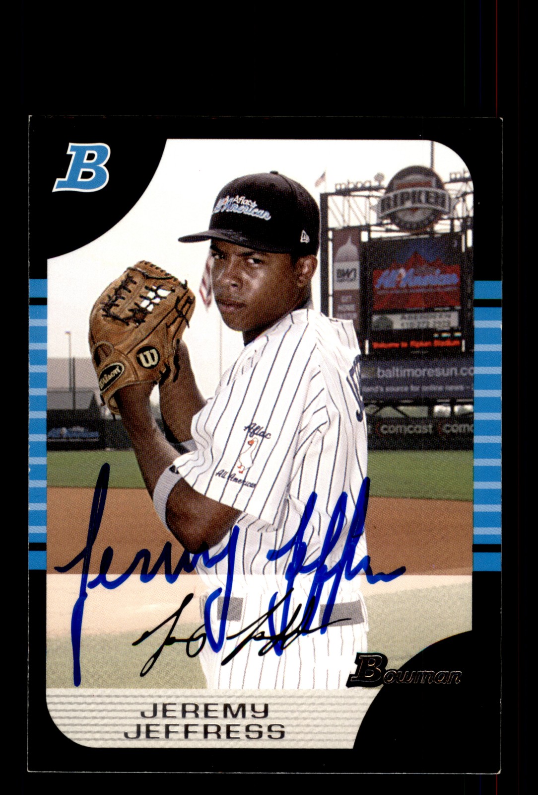 Signed Baseball Card Auto Jeremy Jeffress 2005 Bowman Draft #AFL4