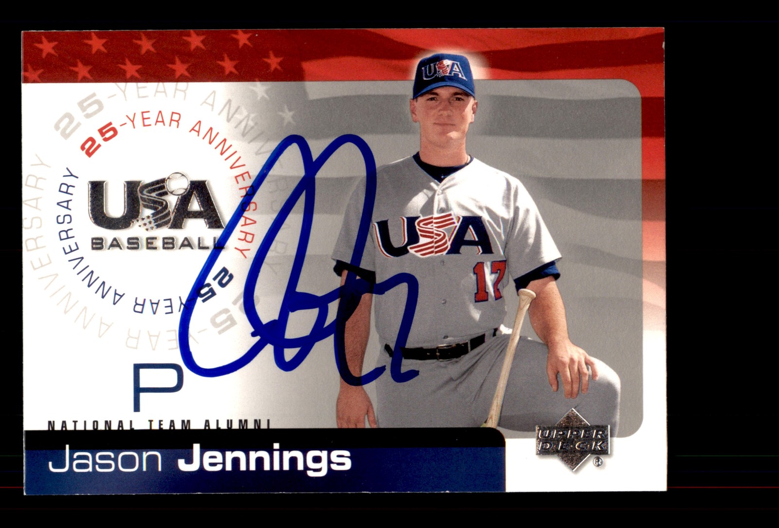 Signed Baseball Card Auto Jason Jennings 2004 Upper Deck USA #USA-91