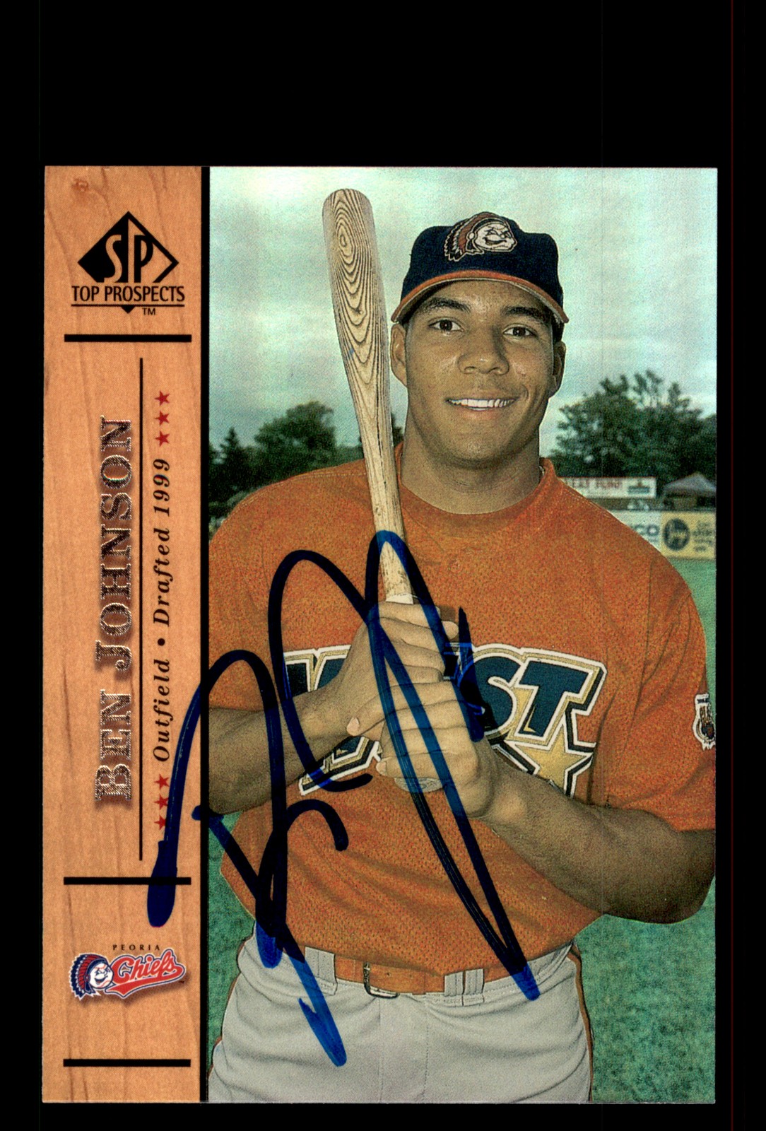 Signed Baseball Card Auto Ben Johnson 2001 SP Top Prospects #52 Peoria Chiefs