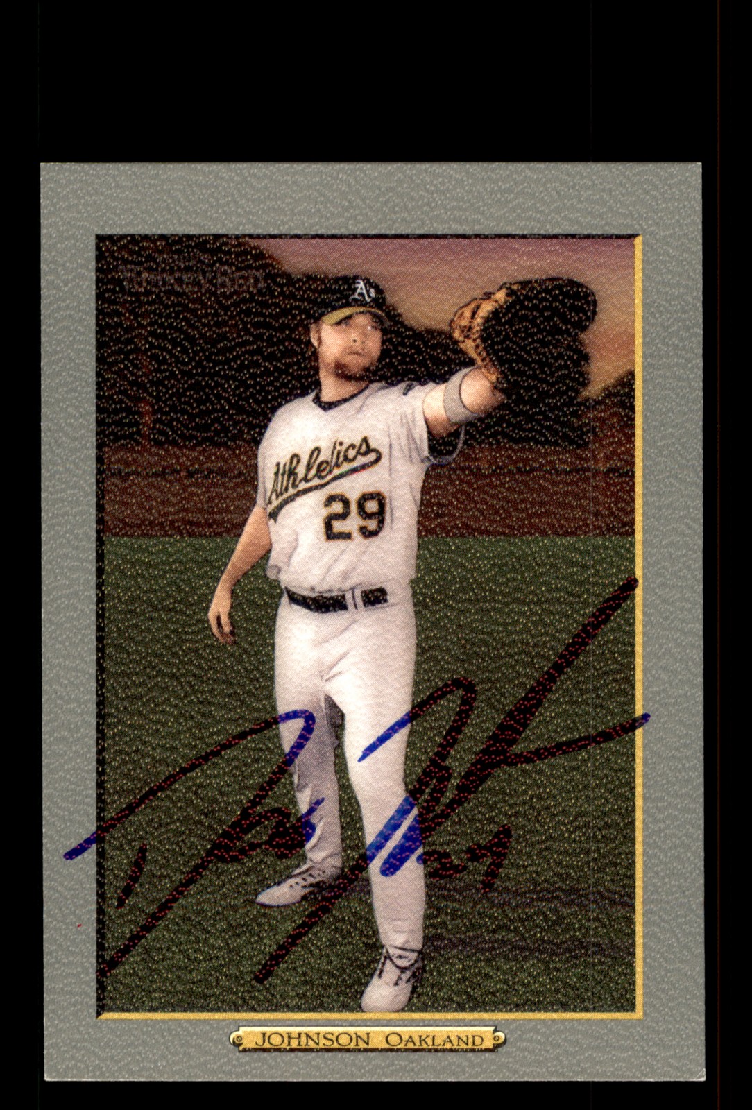 Signed Baseball Card Auto Dan Johnson 2006 Topps Turkey Red #507 A's