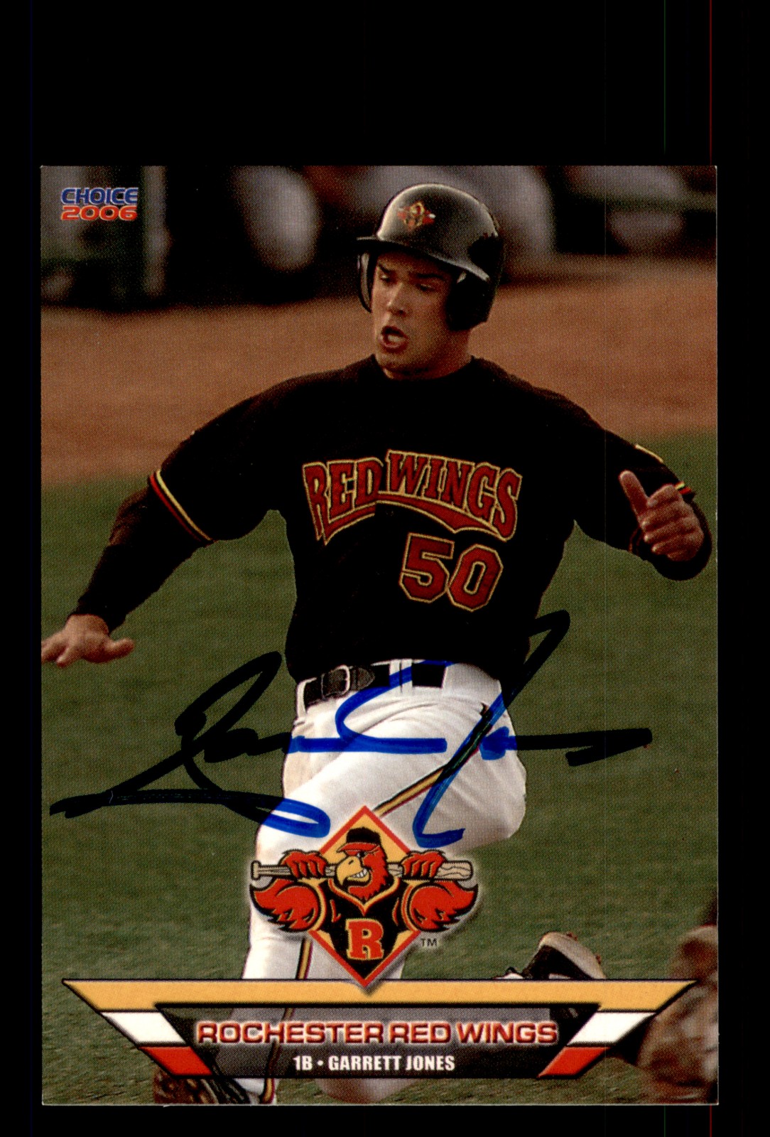 Signed Baseball Card Auto Garrett Jones 2006 Choice Rochester Red Wings