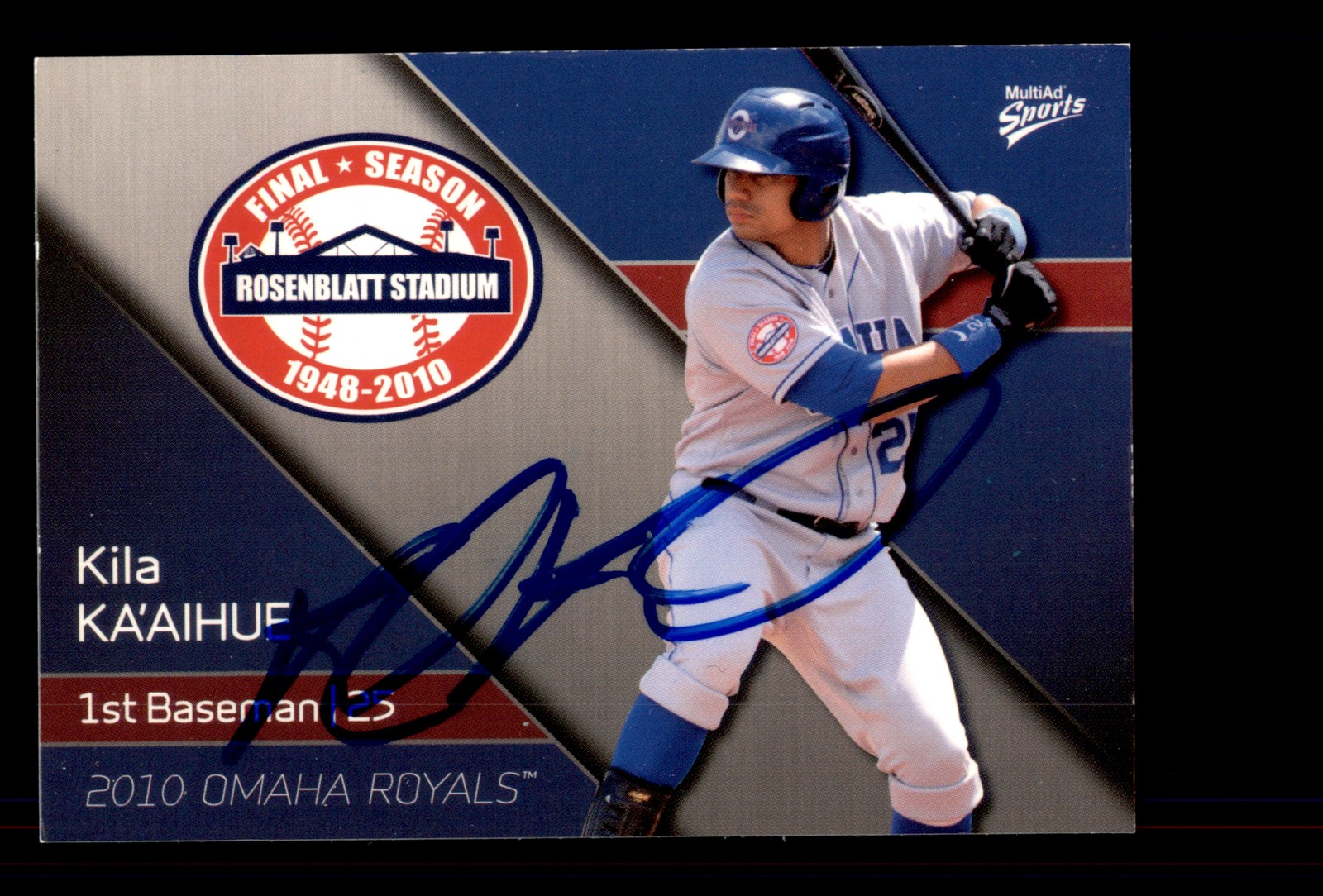 Signed Baseball Card Auto Kila Ka'aihue 2010 MultiAd Omaha Royals