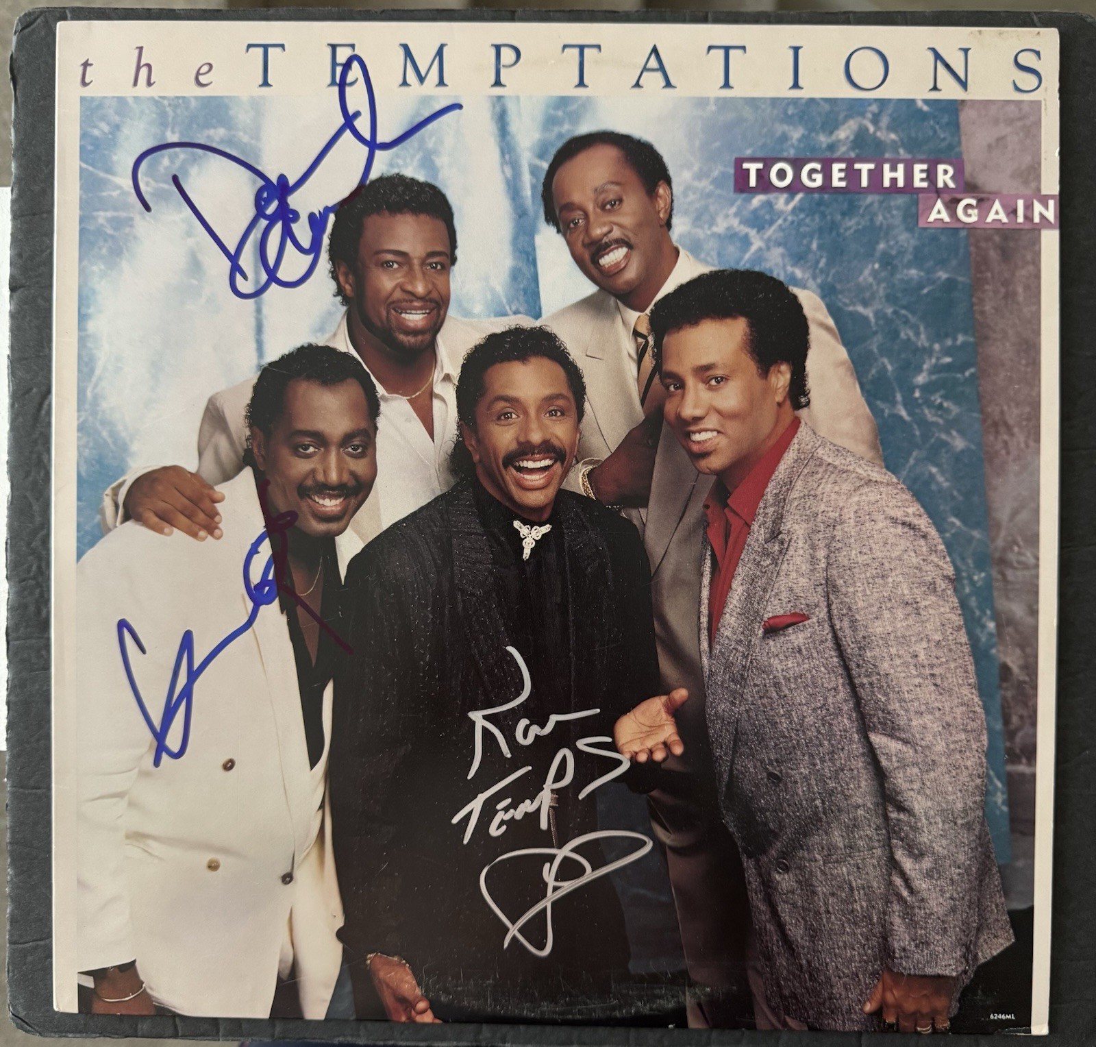 THE TEMPTATIONS SIGNED VINYL BY 3 OTIS WILLIAMS TOGETHER AGAIN EDWARDS TYSON JSA