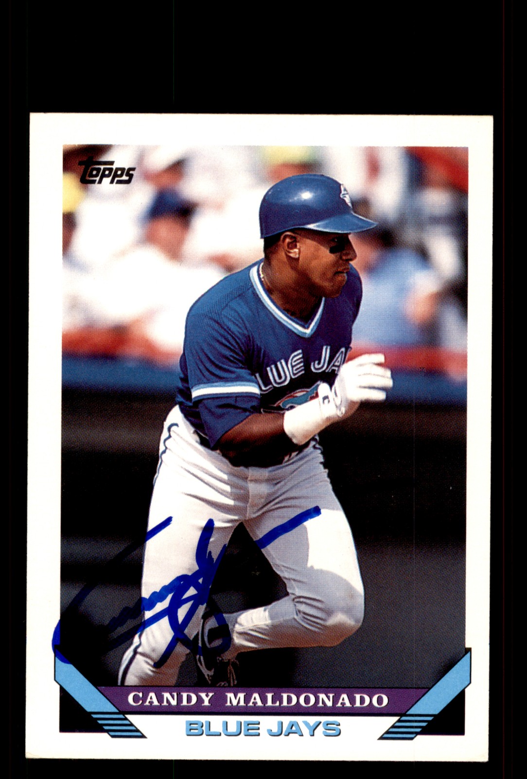 Signed Baseball Card Auto Candy Maldonado 1993 Topps #213 Toronto Blue Jays