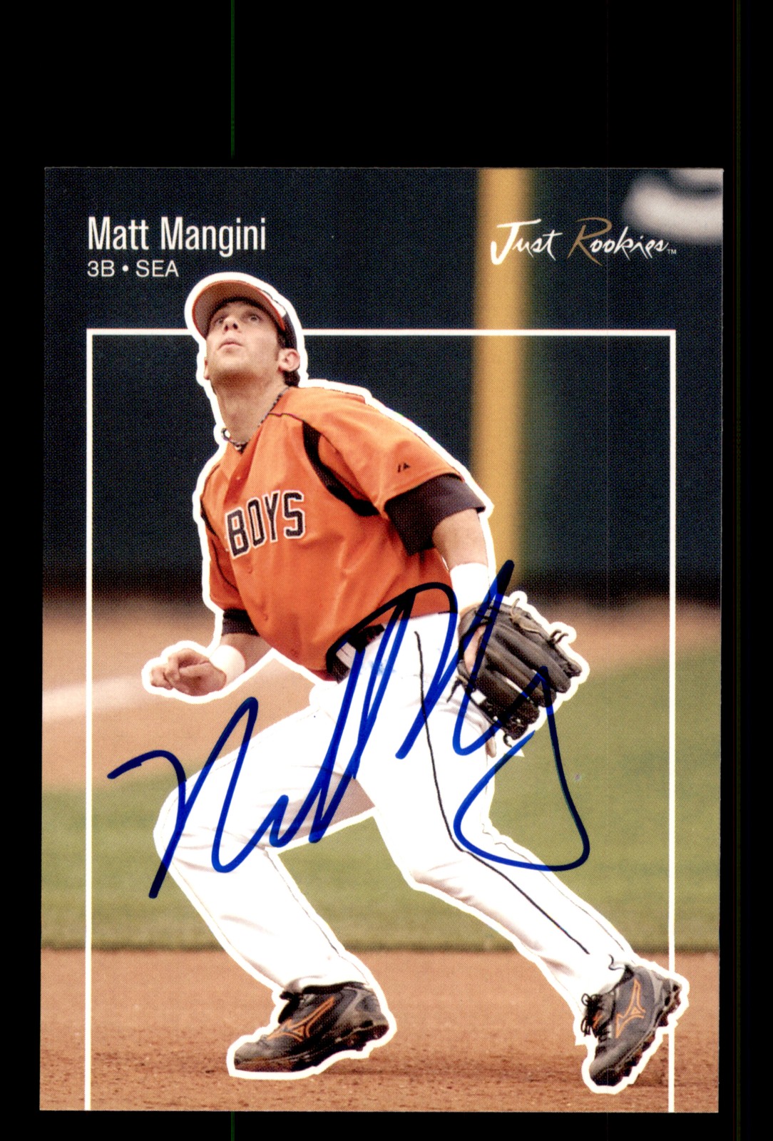 Signed Baseball Card Auto Matt Mangini 2007 Just Minors Just Rookies #JR-37