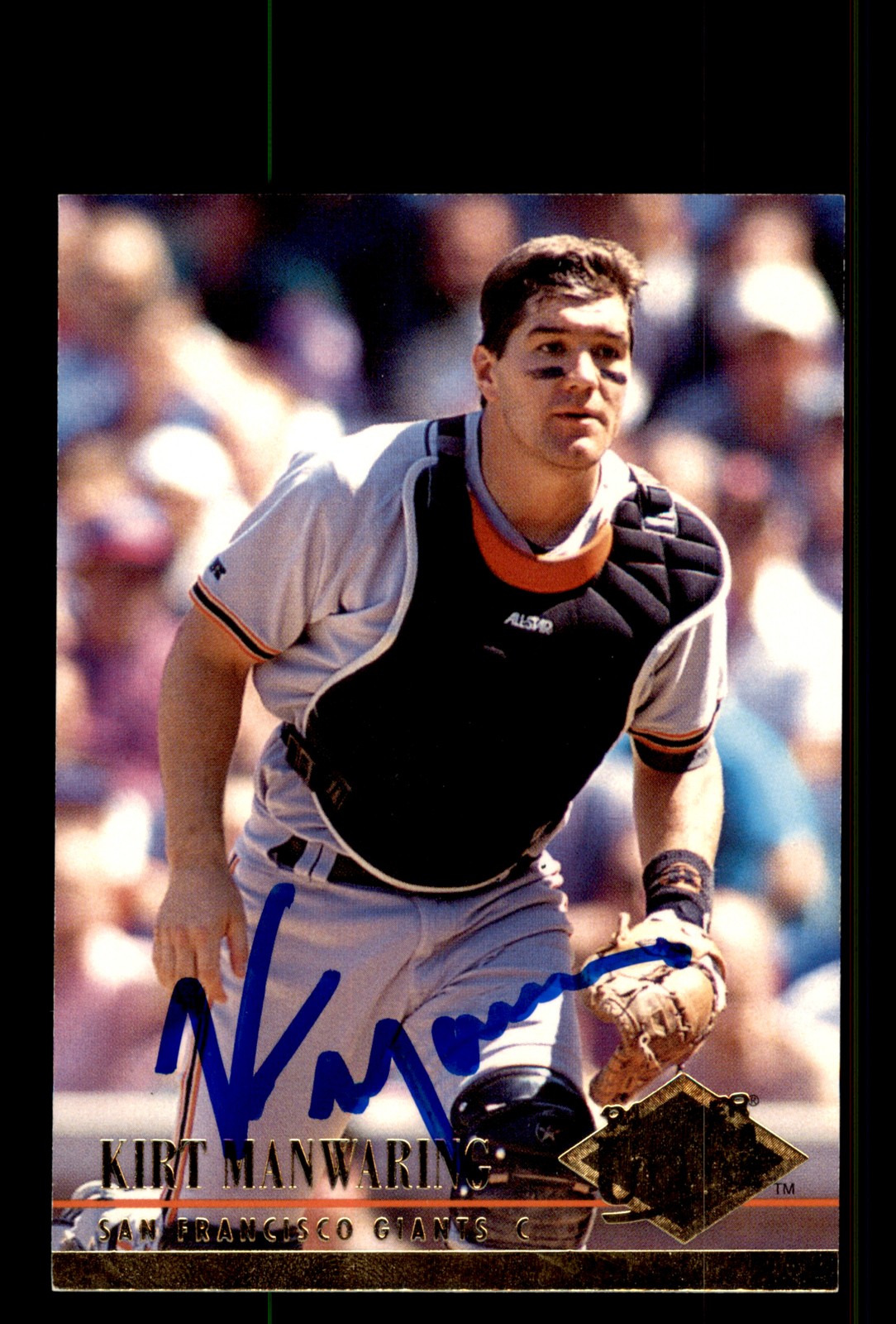 Signed Baseball Card Auto Kirt Manwaring 1994 Ultra #292 San Francisco Giants