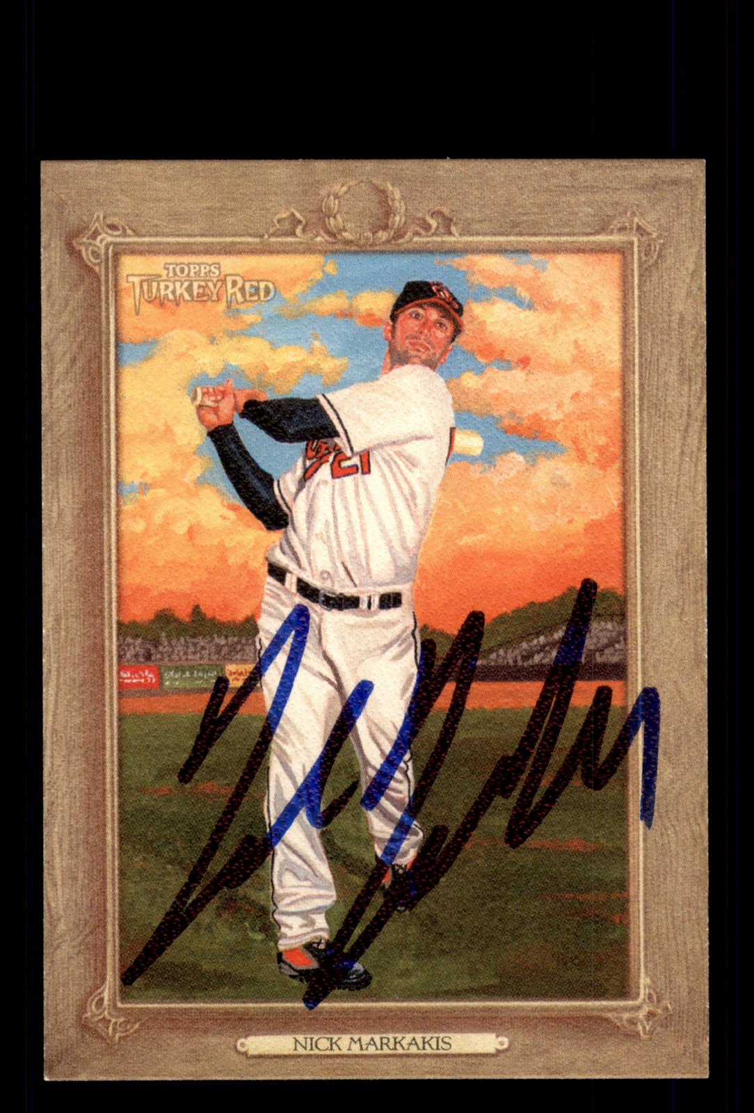 Signed Baseball Card Auto Nick Markakis 2007 Turkey Red #76 Baltimore Orioles