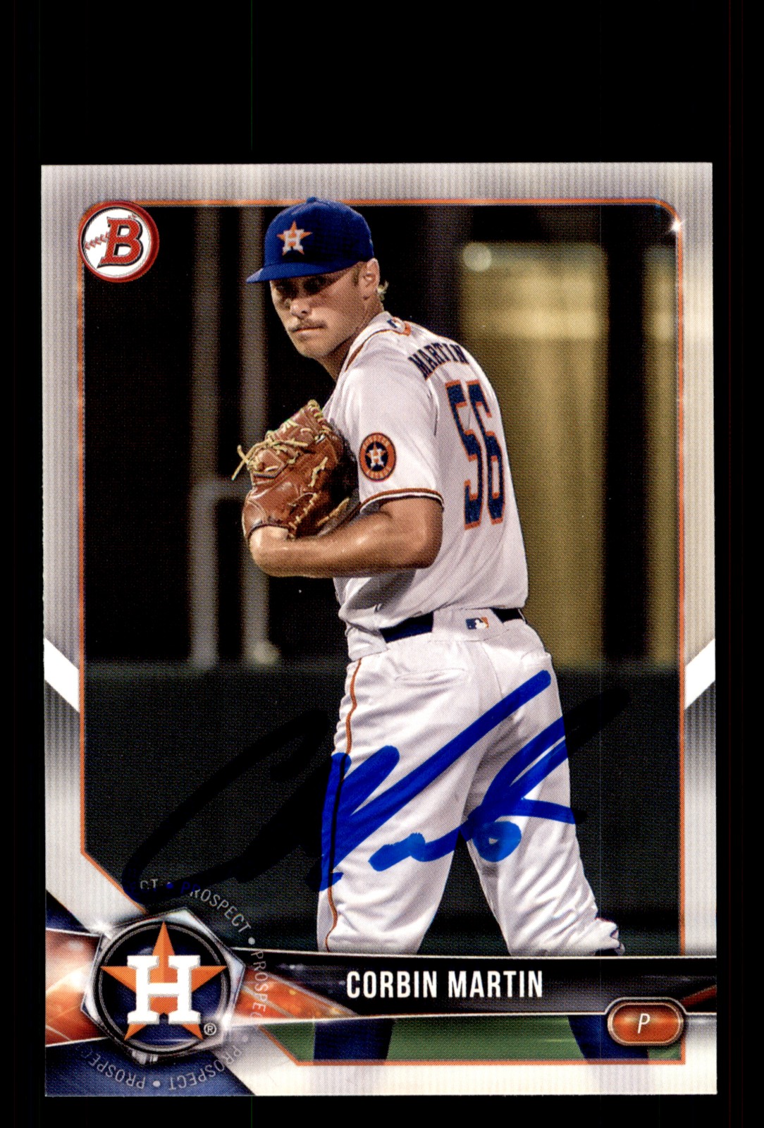 Signed Baseball Card Auto Corbin Martin 2018 Bowman Draft #BD-119 Houston Astros