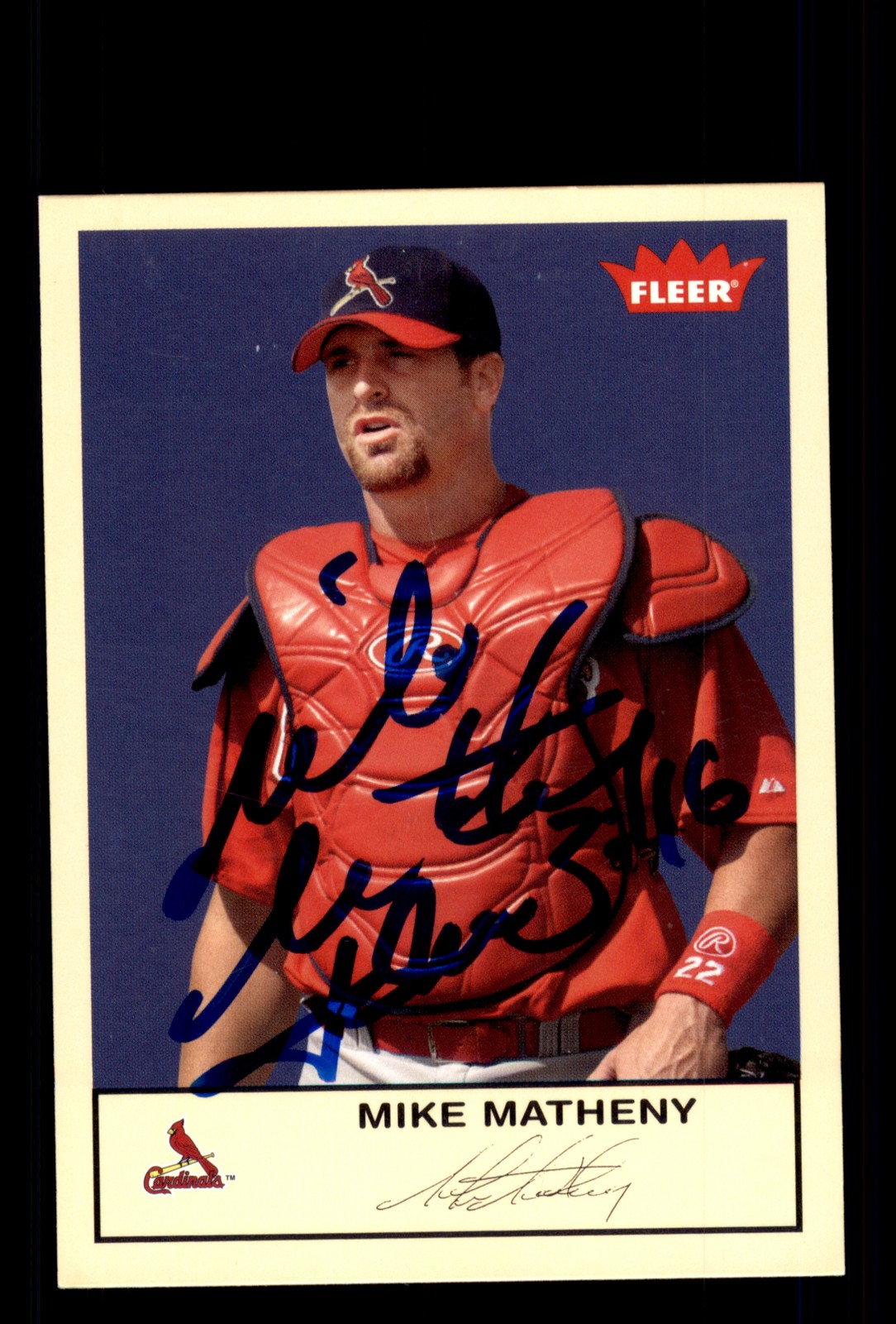 Signed Baseball Card Auto Mike Matheny 2005 Fleer Tradition #57 Cardinals