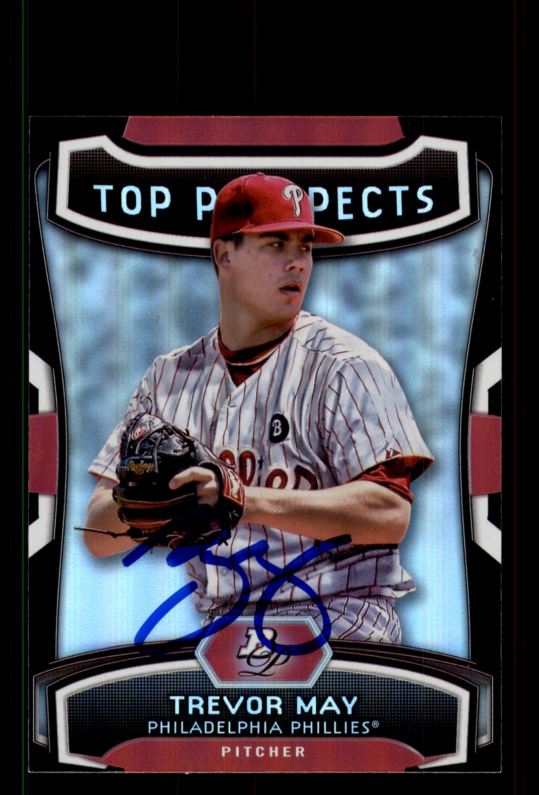 Signed Baseball Card Auto Trevor May 2012 Bowman Platinum #TP-TM Phillies