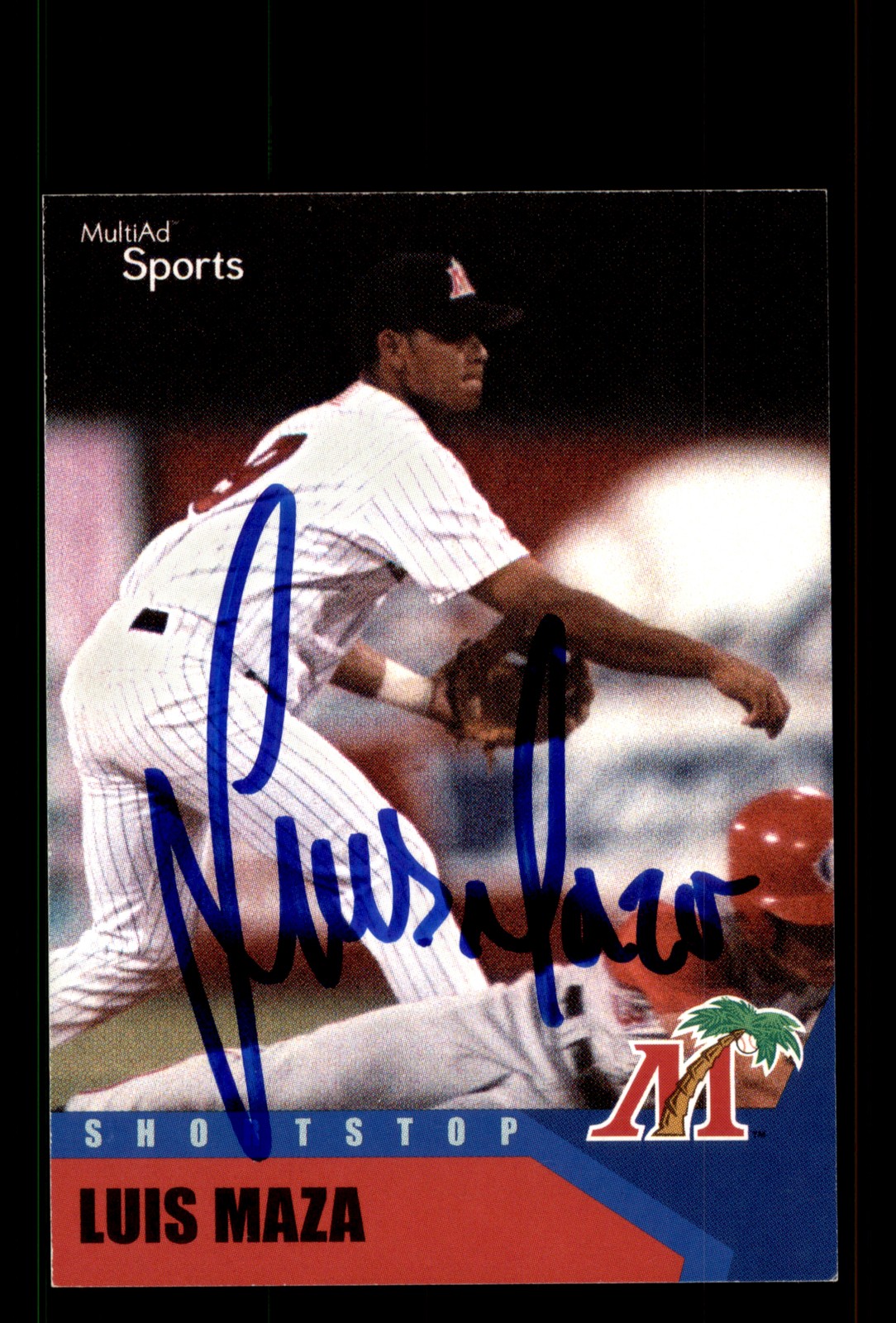Signed Baseball Card Auto Luis Maza 2002 MultiAd Fort Myers Miracle