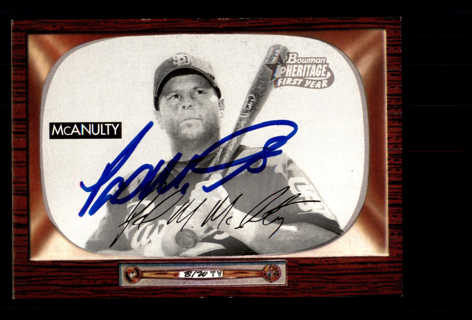 Signed Baseball Card Auto Paul McAnulty 2004 Bowman Heritage #294 Black White