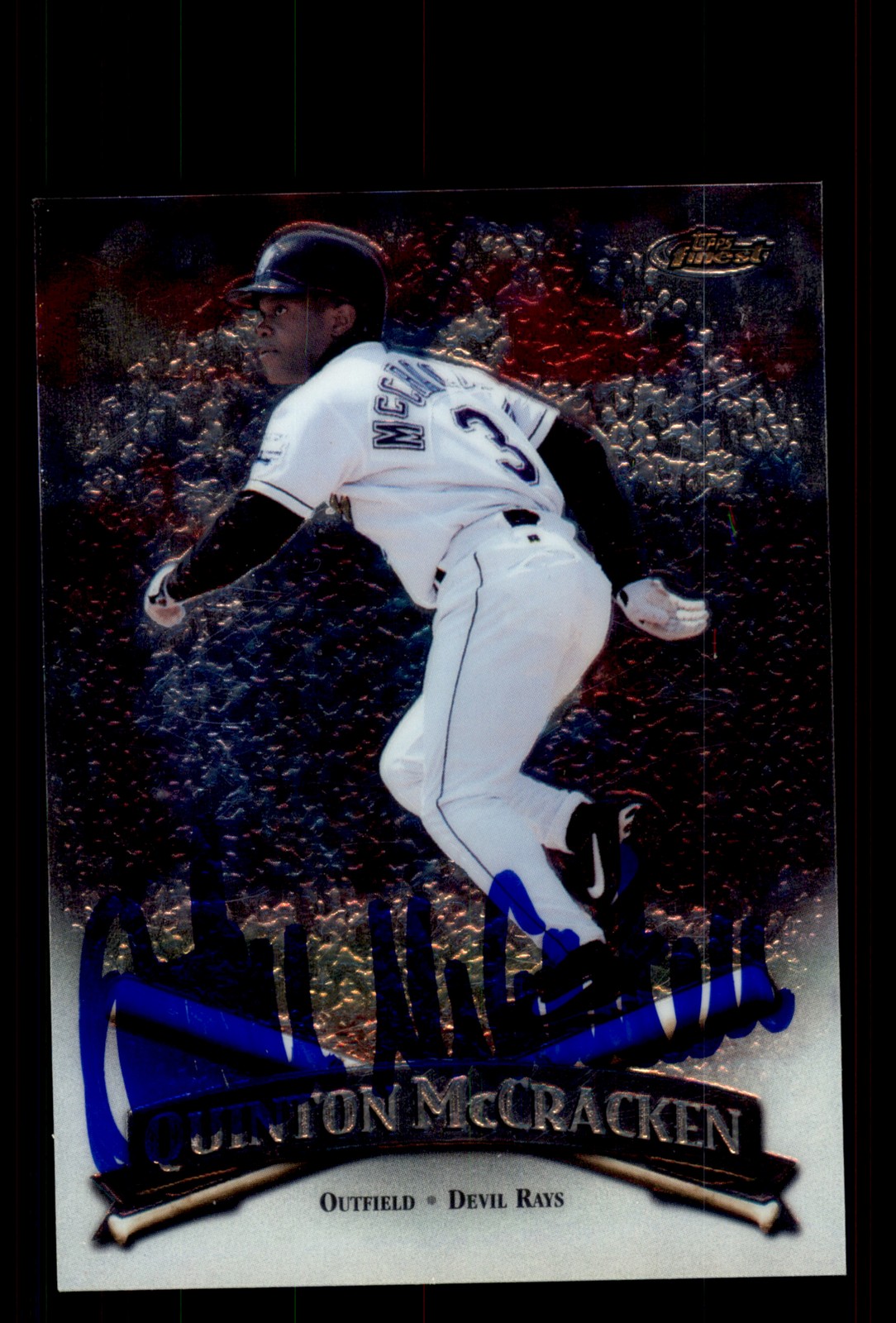Signed Baseball Card Auto Quinton McCracken 1998 Topps Finest #222 Devil Rays