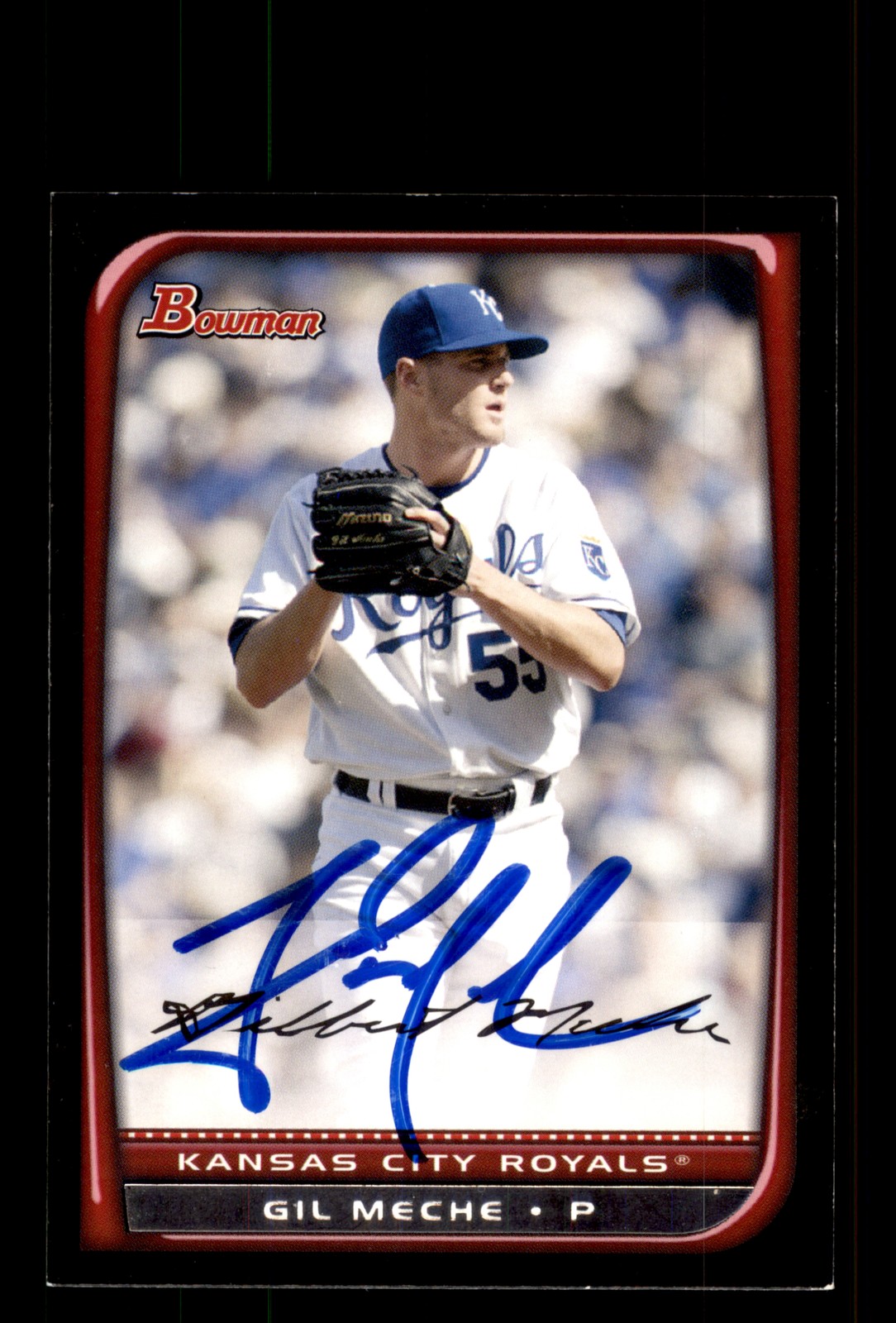 Signed Baseball Card Auto Gil Meche 2008 Bowman #37 Kansas City Royals