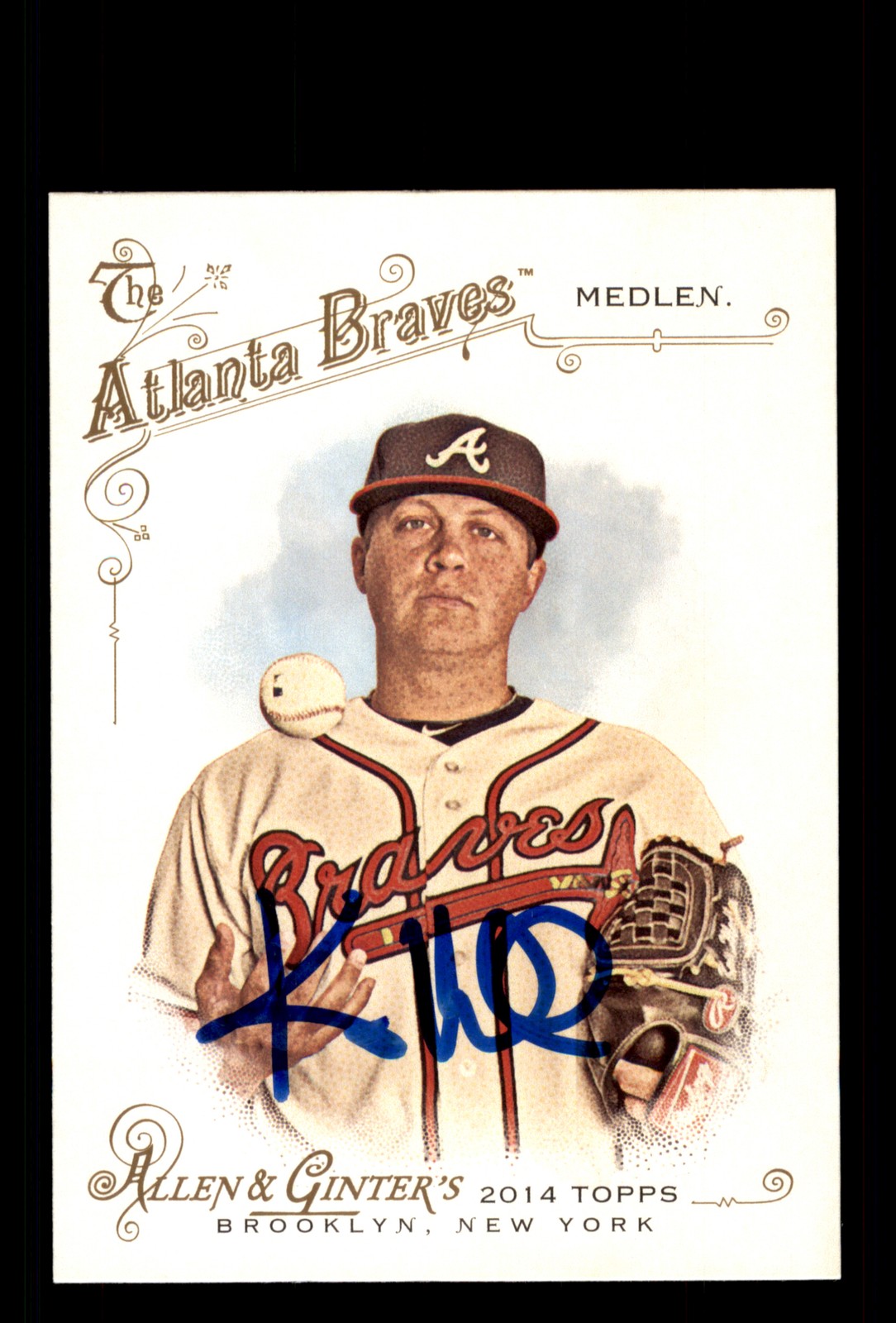 Signed Baseball Card Auto Kris Medlen 2014 Topps Allen & Ginter #286 Braves